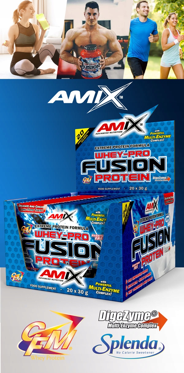 Saszetka Amix Fusion - ODŻYWKA BIAŁKOWA TRUSKAWKA Cechy dodatkowe bez cukru