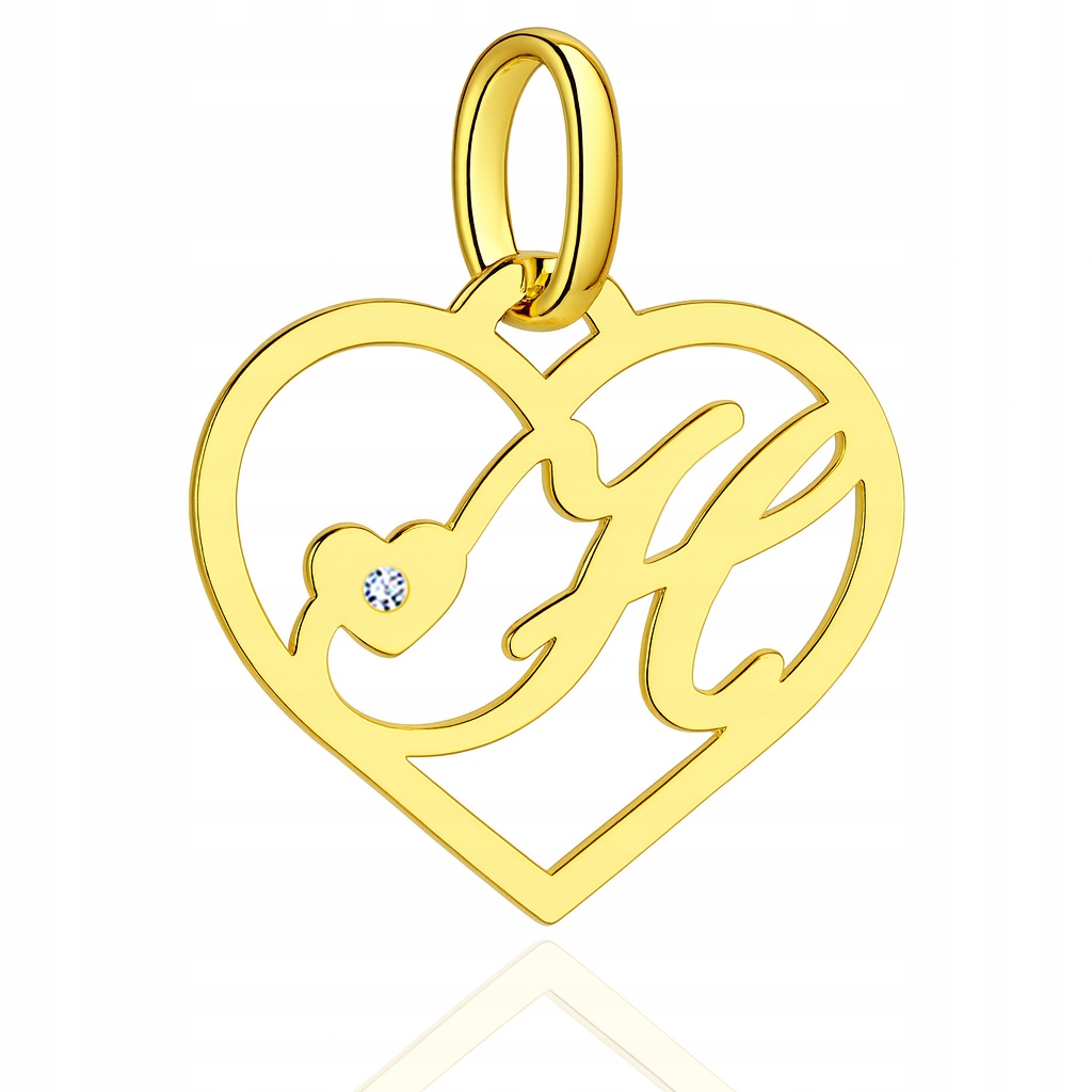 Zlatý Přívěsek S Briliantem Ryzosti 585 Písmeno H V Srdci