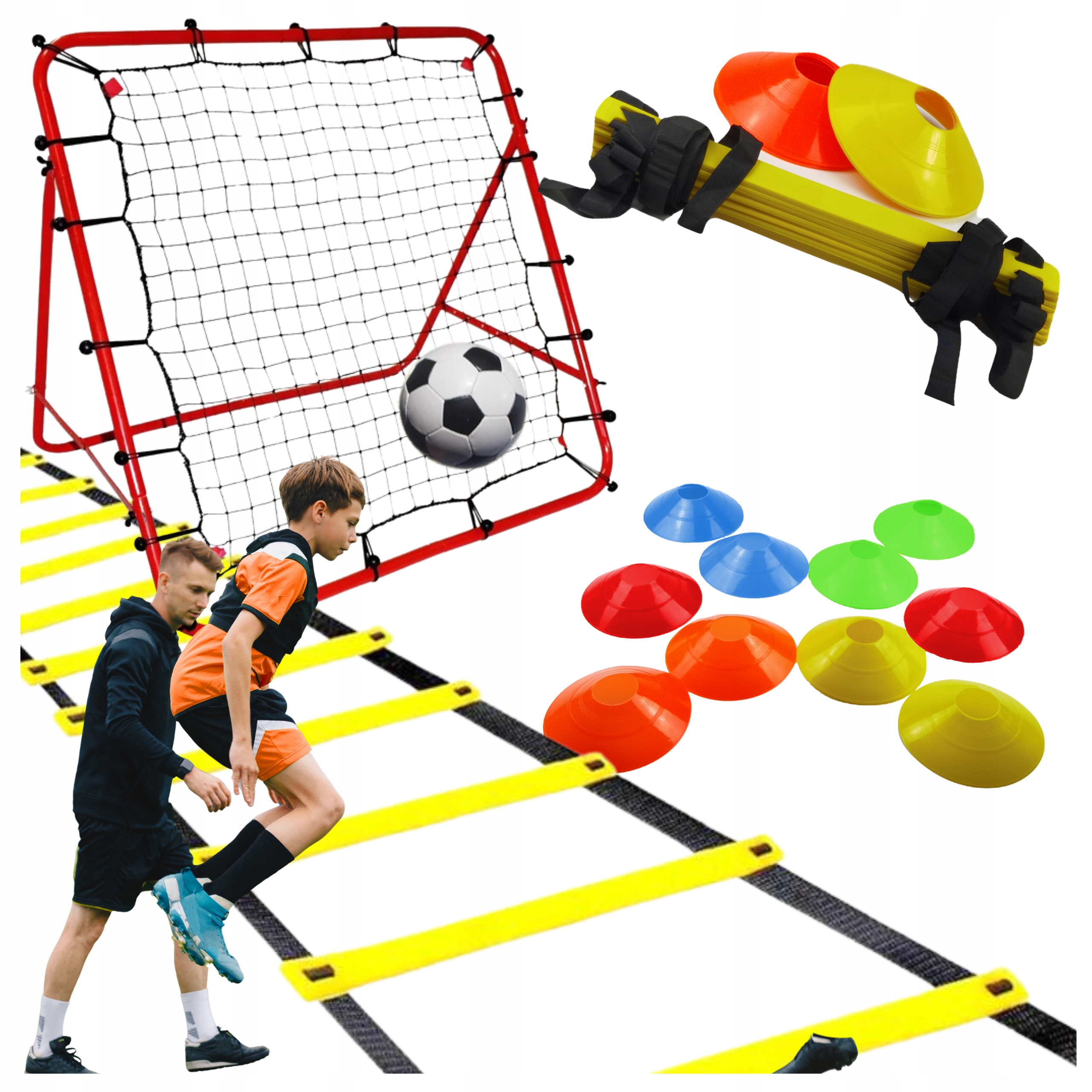 Zestaw Piłkarski Drabinka Koordynacyjna Pachołki Rebounder Trenażer