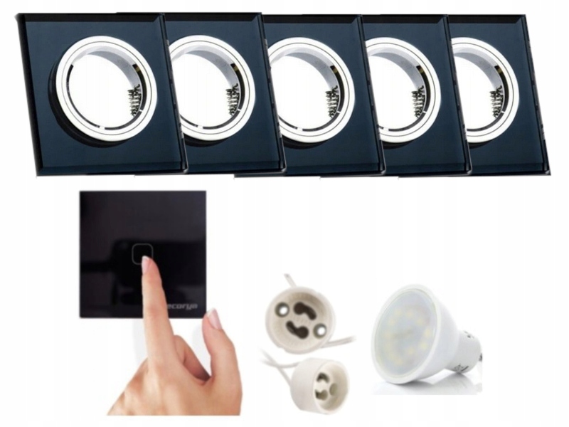 5 X Černá Lampička, Zapuštěná Objímka, Vypínač Led Žárovky, 10 W, Velmi Teplá