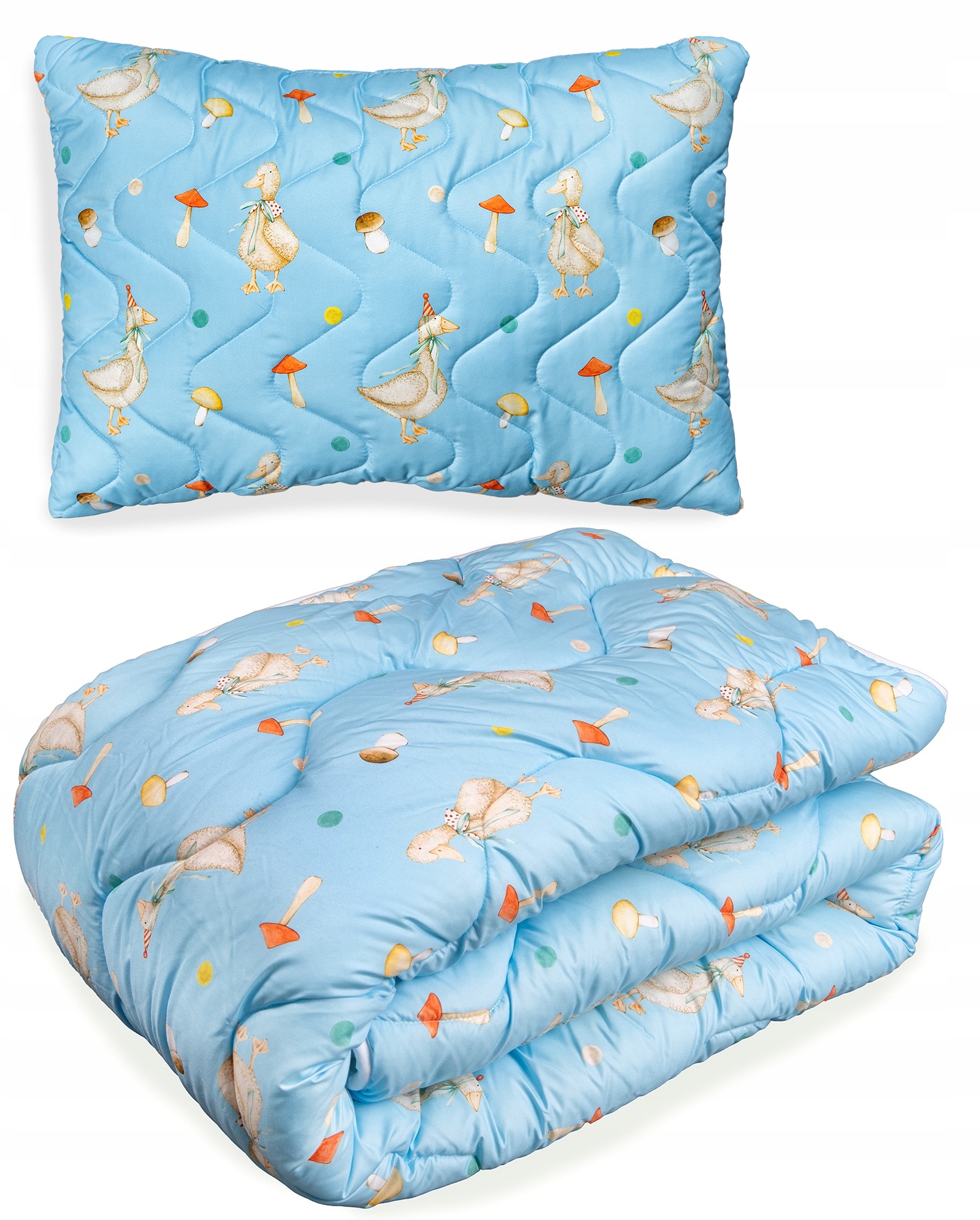 Komplet Polštář 70x80 A Přikrývka 140x200 Pro Děti Antialergický Kačenka