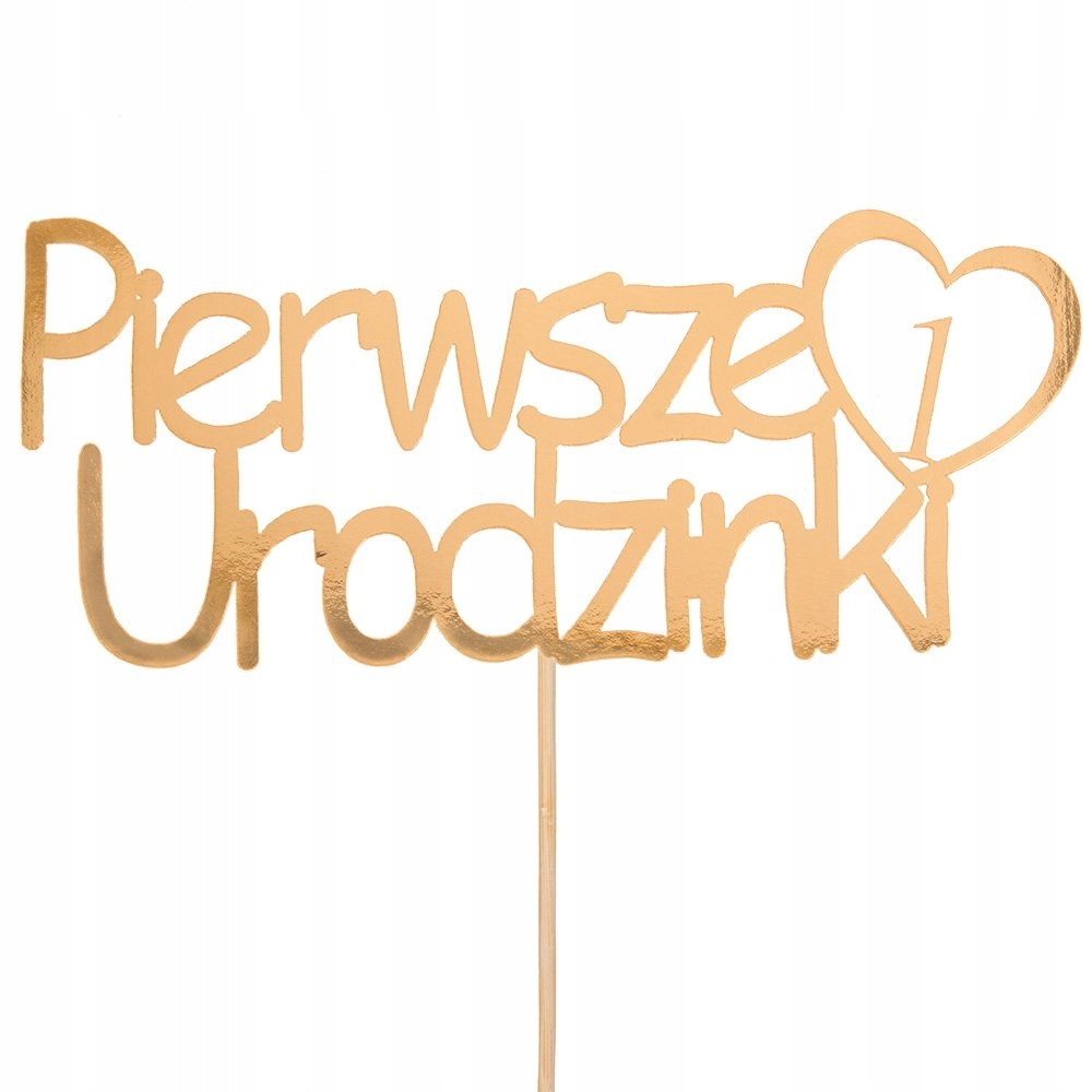 

Topper Pierwsze Urodzinki Złoty dekoracja Tort