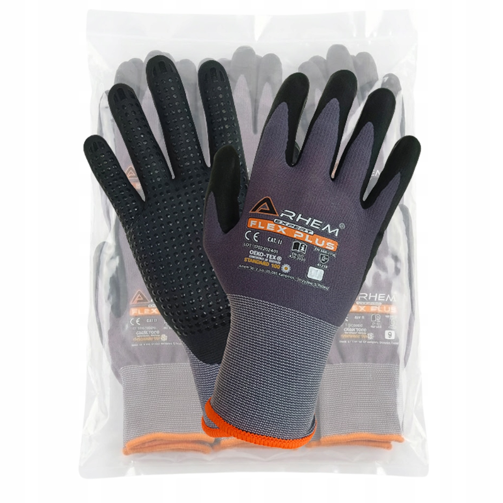 Rękawice ochronne robocze bhp nakrapiane Flex Plus 12 par rozmiar 9 Arhem