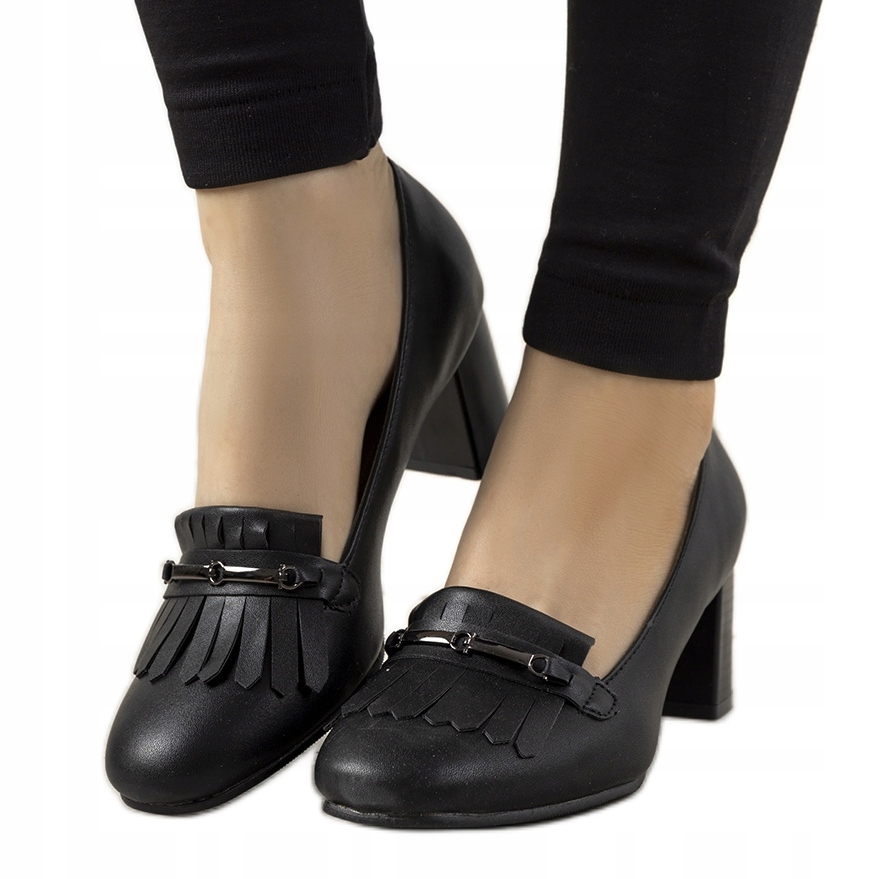

Czarne Skóra ekologiczna Buty Czółenka r.39
