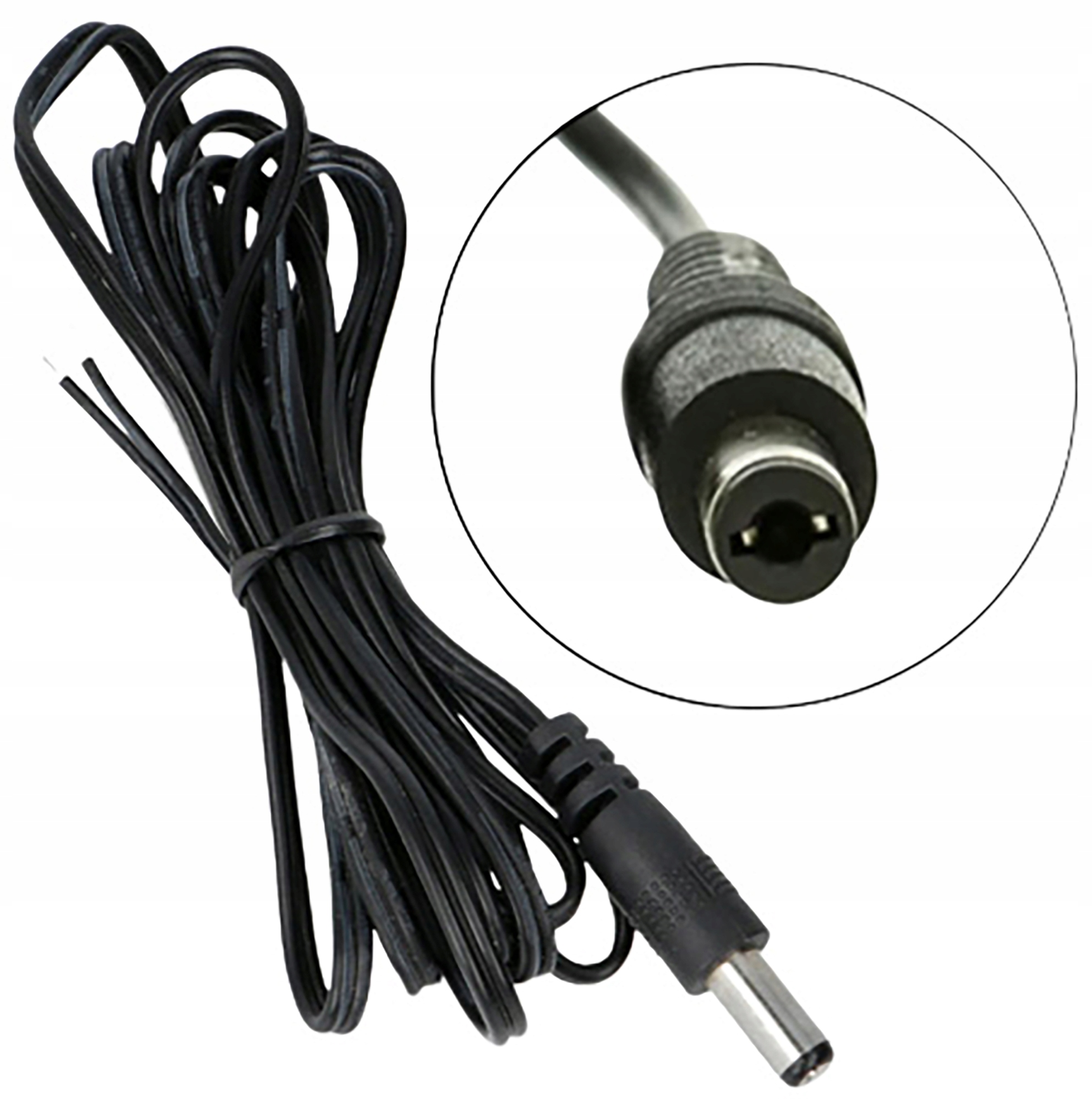 Wtyk Wtyczka Zasilacza Taśm LED DC 5,5x2,1mm Kabel Przewodem 2x0,5mm2 1,5m