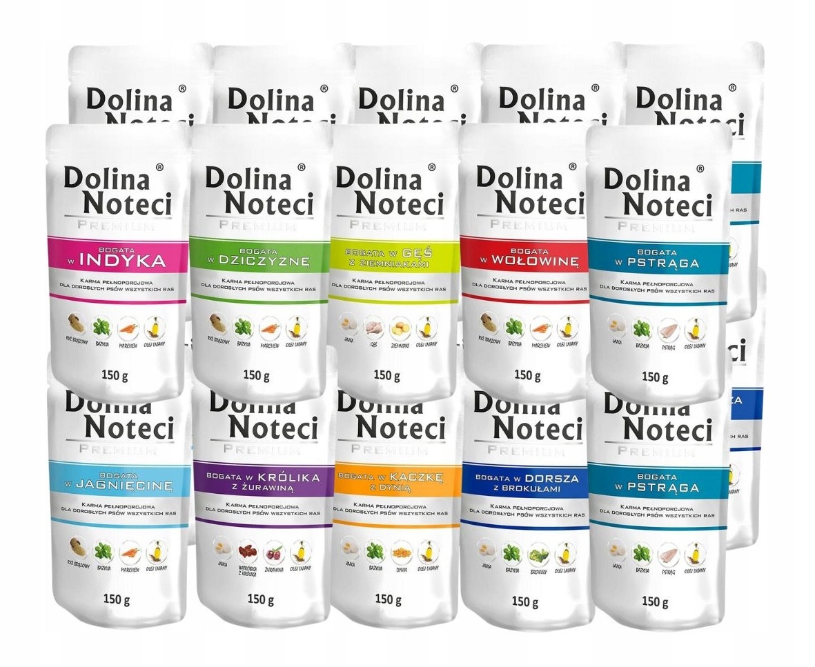 Levně Dolina Noteci Prémiové Vlhké krmivo mix chutí 20x150g Bez Kuřecího Masa