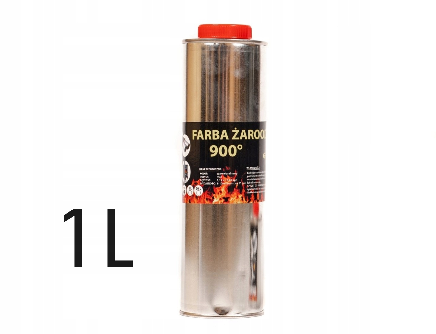 FARBA ŻAROODPORNA DO KOMINÓW TŁUMIKA PIECA GRILLA CZARNA TRWAŁA 1L