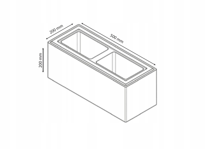 Pustak ogrodzeniowy gładki STAL 500x200x200 Marka inna