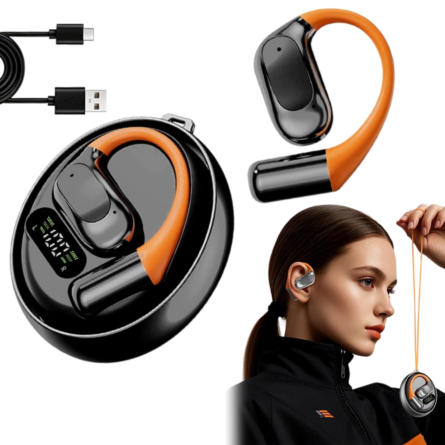 Překladač Bluetooth 6.0 Sluchátka S Překladačem 139 Jazyků Otevřená Do Uší