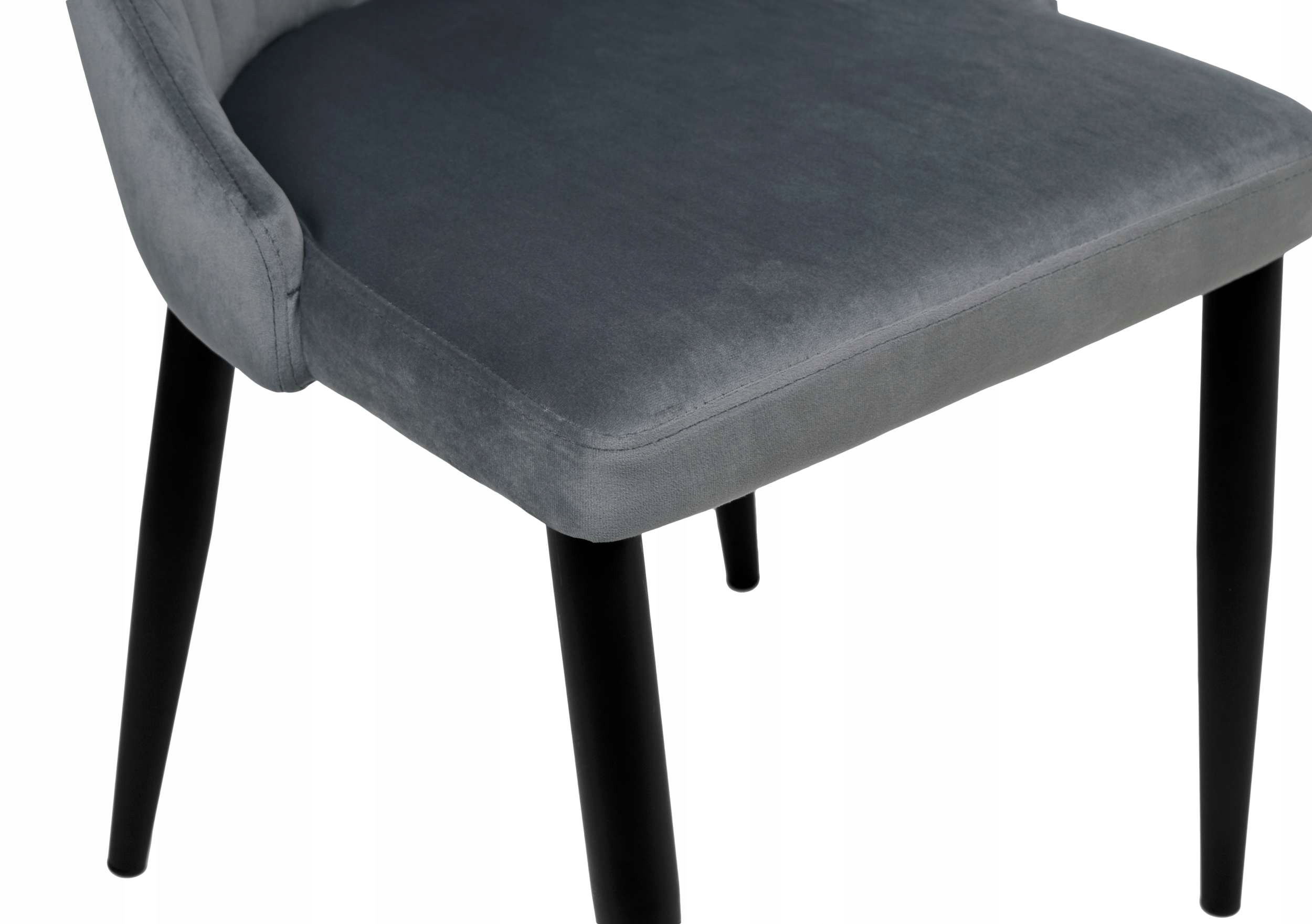 KRZESŁO TAPICEROWANE WELUROWE SKANDYNAWSKIE LOFT DO SALONU JADALNI GRAFIT Szerokość siedziska 44 cm