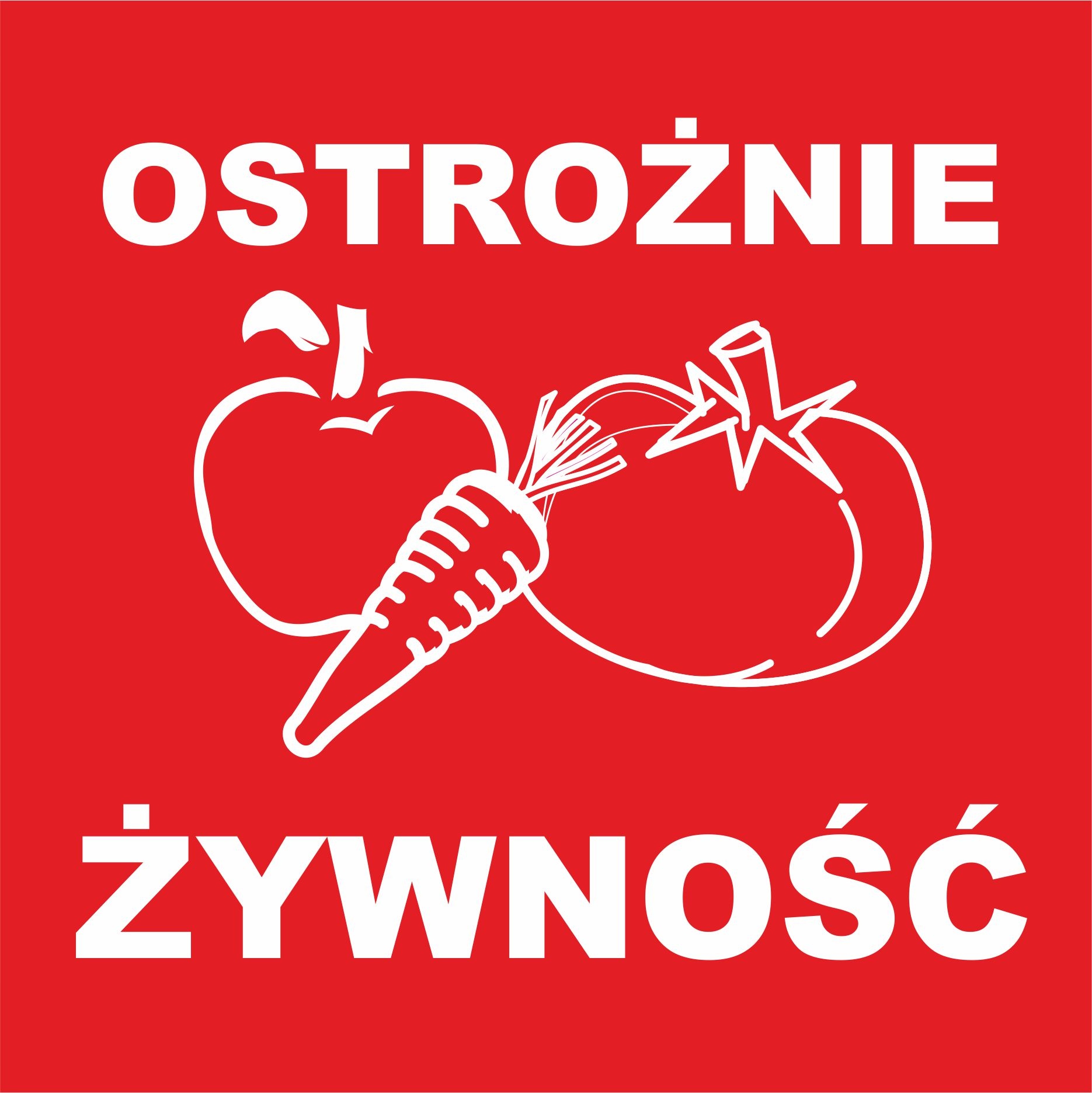 

Ostrożnie Żywność paczki etykieta naklejka 1000szt