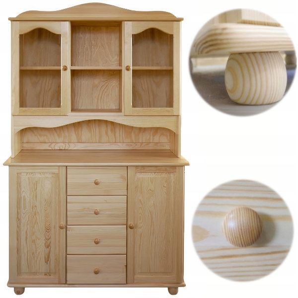 KREDENS KUCHENNY DREWNIANY SOSNOWY WITRYNA KOLORY