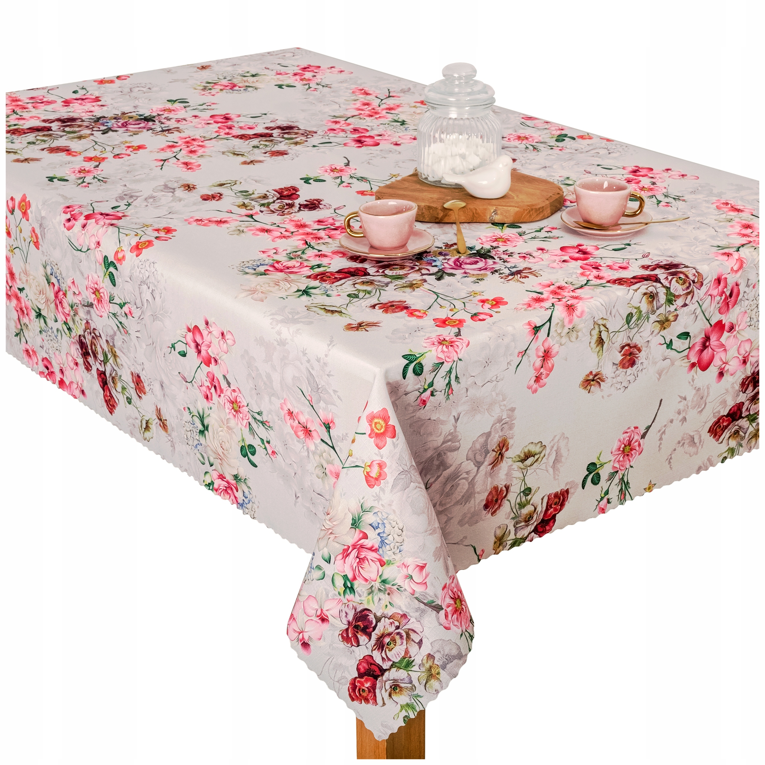 Obrus Plamoodporny Elbrus Druk U3 Kwiaty Na Beżowym 100x160 cm