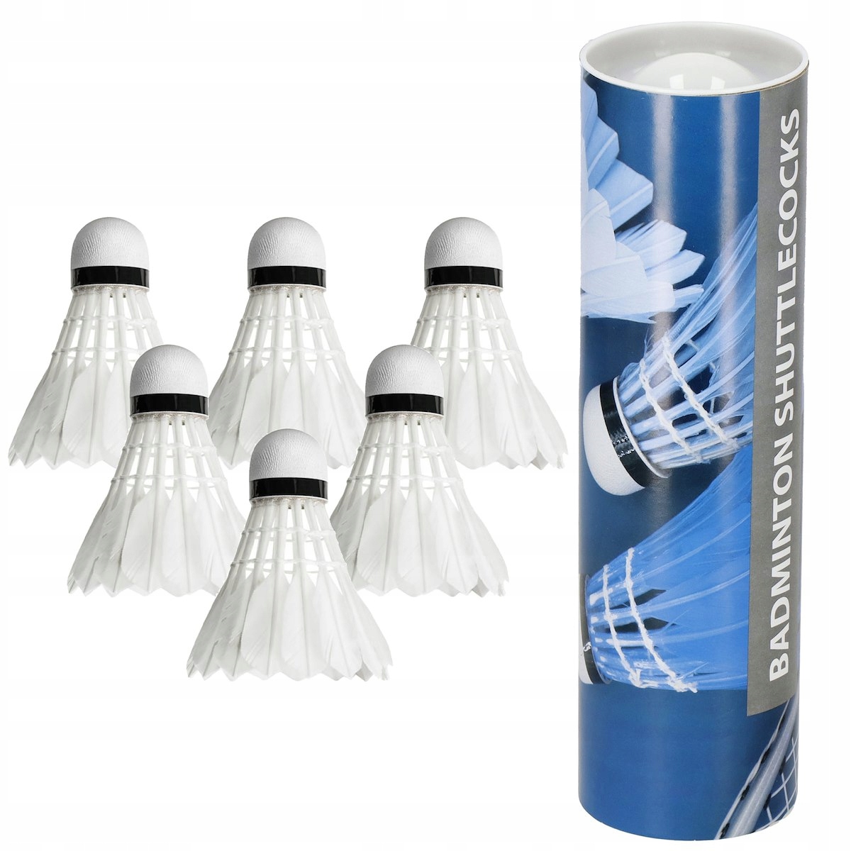 6x LOTKI PIÓROWE DO BADMINTONA PIÓRKOWE TUBA 6 SZT ZESTAW BIAŁE LOTKA Model DO BADMINTONA PIÓRKOWE TUBA KOMPLET