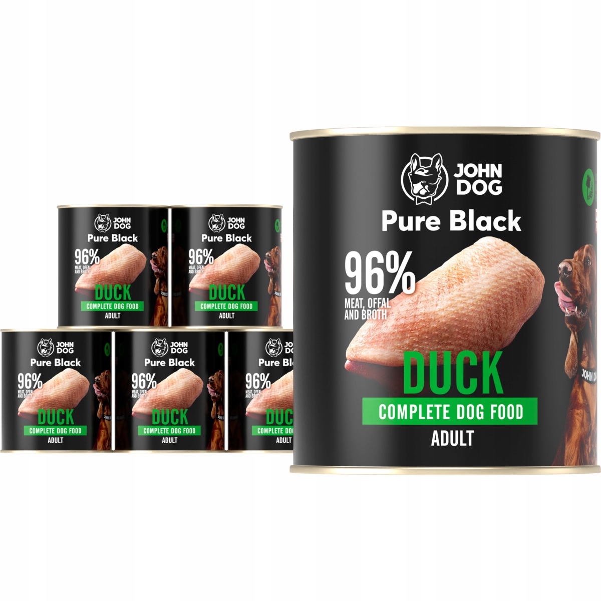 Levně Mokré krmivo John Dog Pure Black s kachnou 6 x 800 g