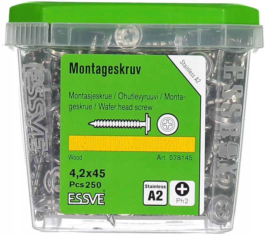 Vruty Essve 4,2x45 mm do dřeva, nerezová ocel A2 250 Ks.