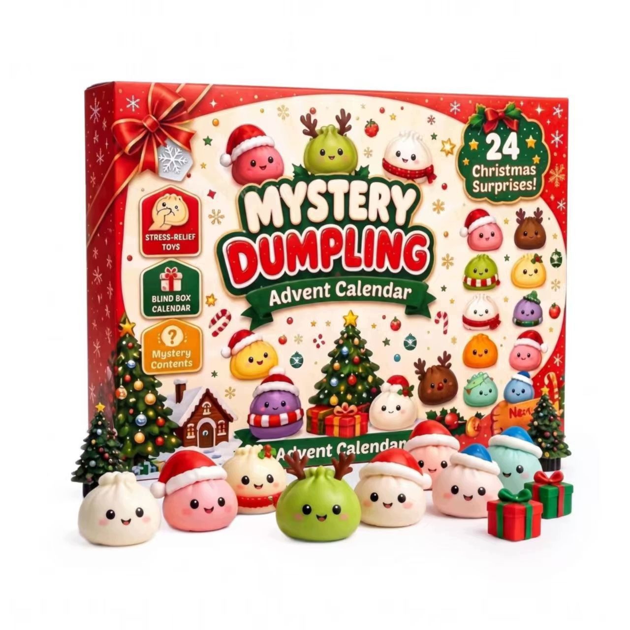 Adventní kalendář Squishy Dumpling 24 Ks Mačkací Hračky Vánoční Dárek