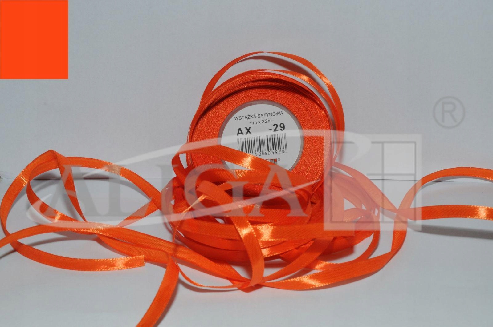 wstążka satynowa 12mmx32m POMARAŃCZOWA 4szt. | AX12-29 — 2