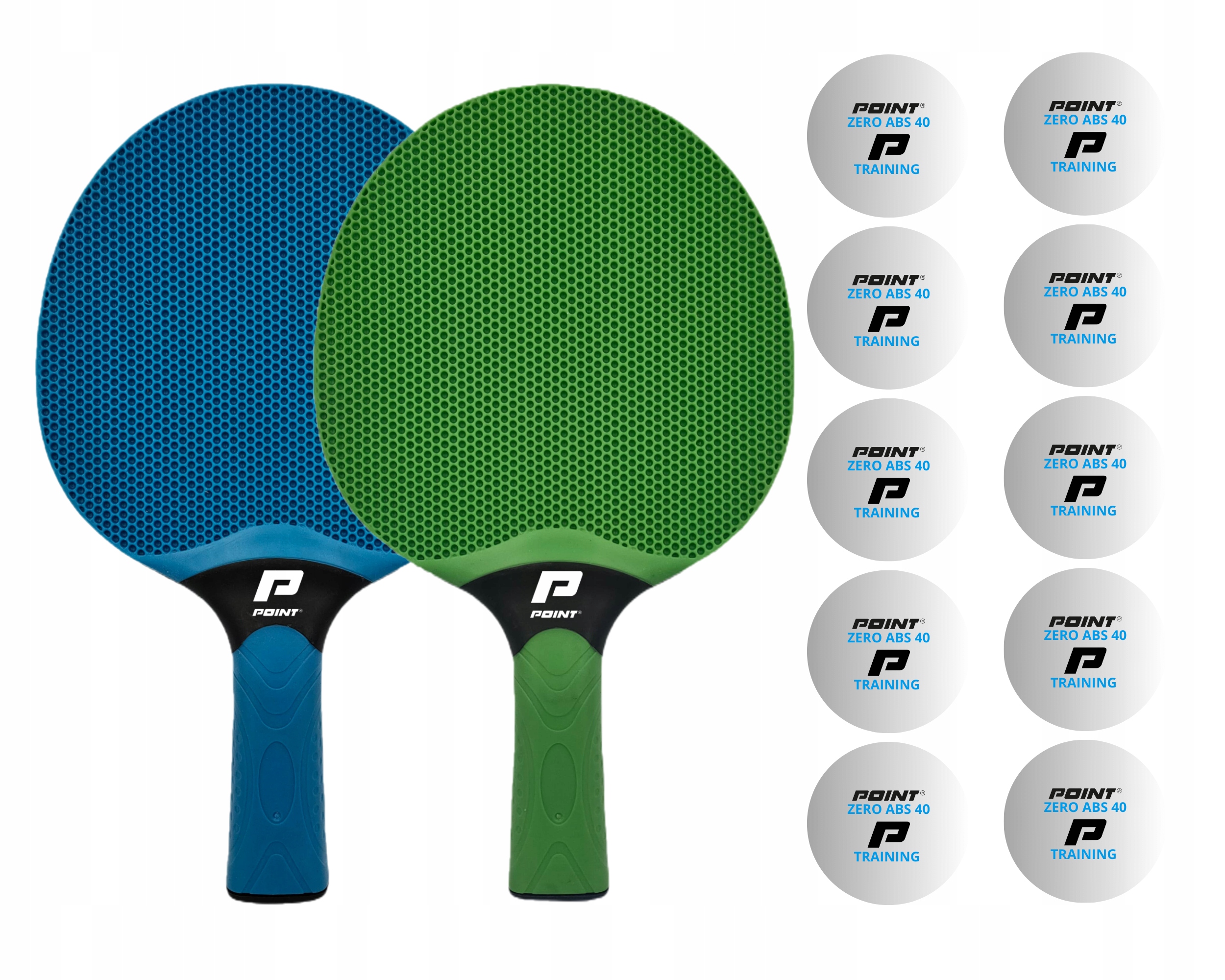 Zestaw rakietek Outdoor Point School Green/blue 10 piłeczek