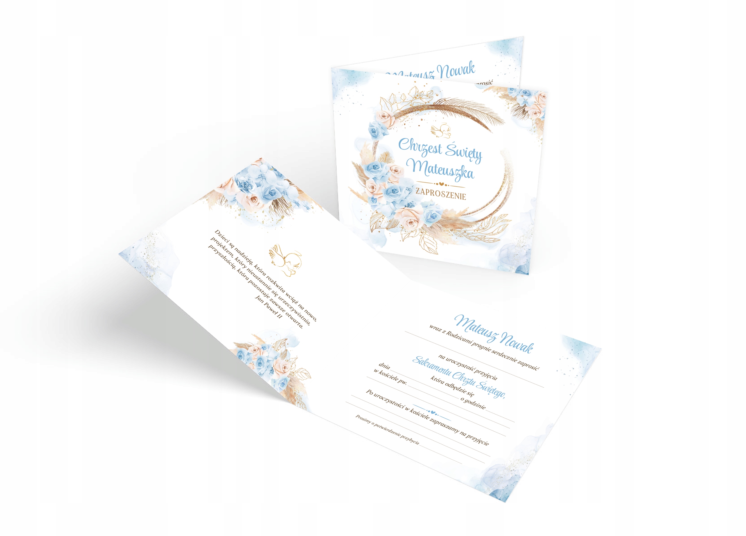 ZAPROSZENIA NA CHRZEST BOHO + IMIĘ + KOPERTA Wysokość produktu 14 cm