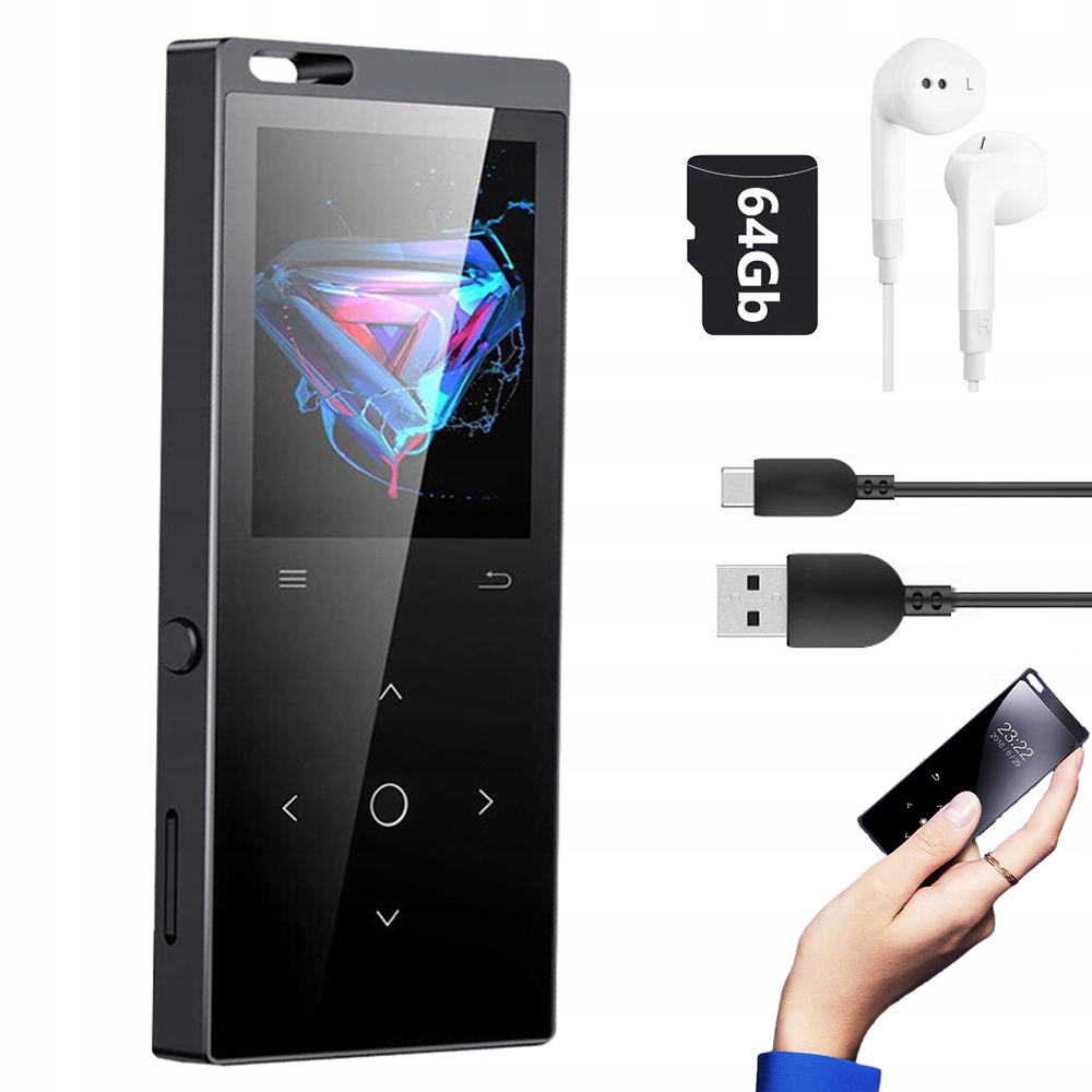 Walkman – Přenosný Bluetooth Přehrávač MP4 64 Gb LCD S Sluchátky