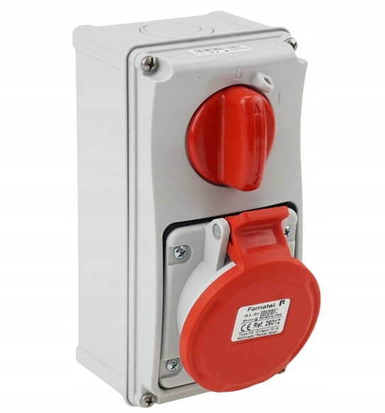 Silová Zásuvka 400V 16A/5P Pevný Konektor S Mechanickým Zámkem Vypínač 0-1