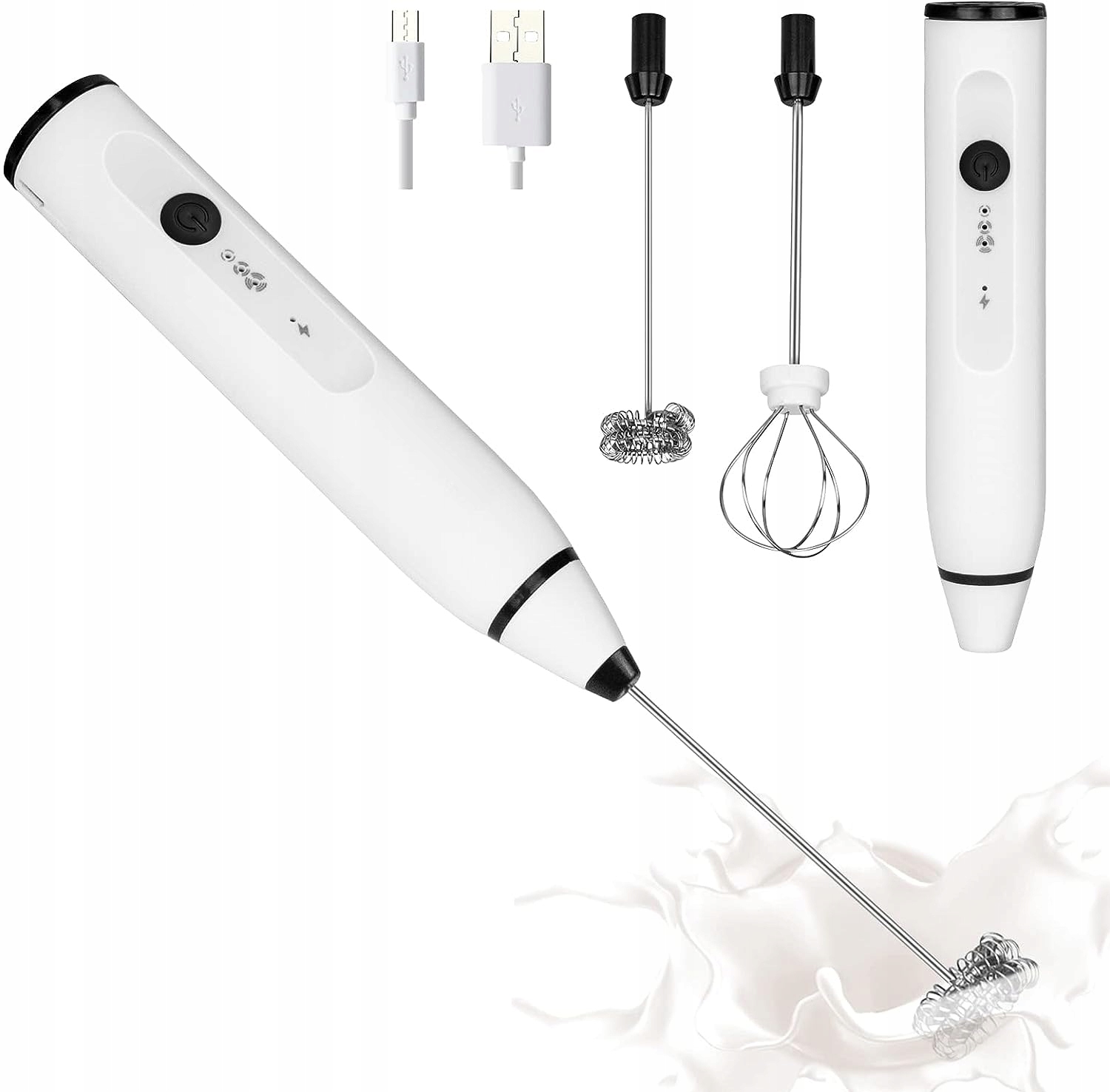 SPIENIACZ UBIJACZ DO MLEKA JAJEK KAWY MINI MIKSER ELEKTRYCZNY UBIJAK MIKSER Wysokość produktu 19.1 cm