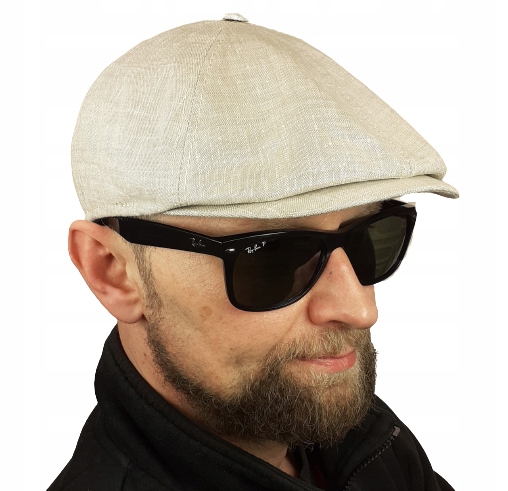 Lněná pánská letní čepice natur len béžová melír Rocky Mes Roger 57 58