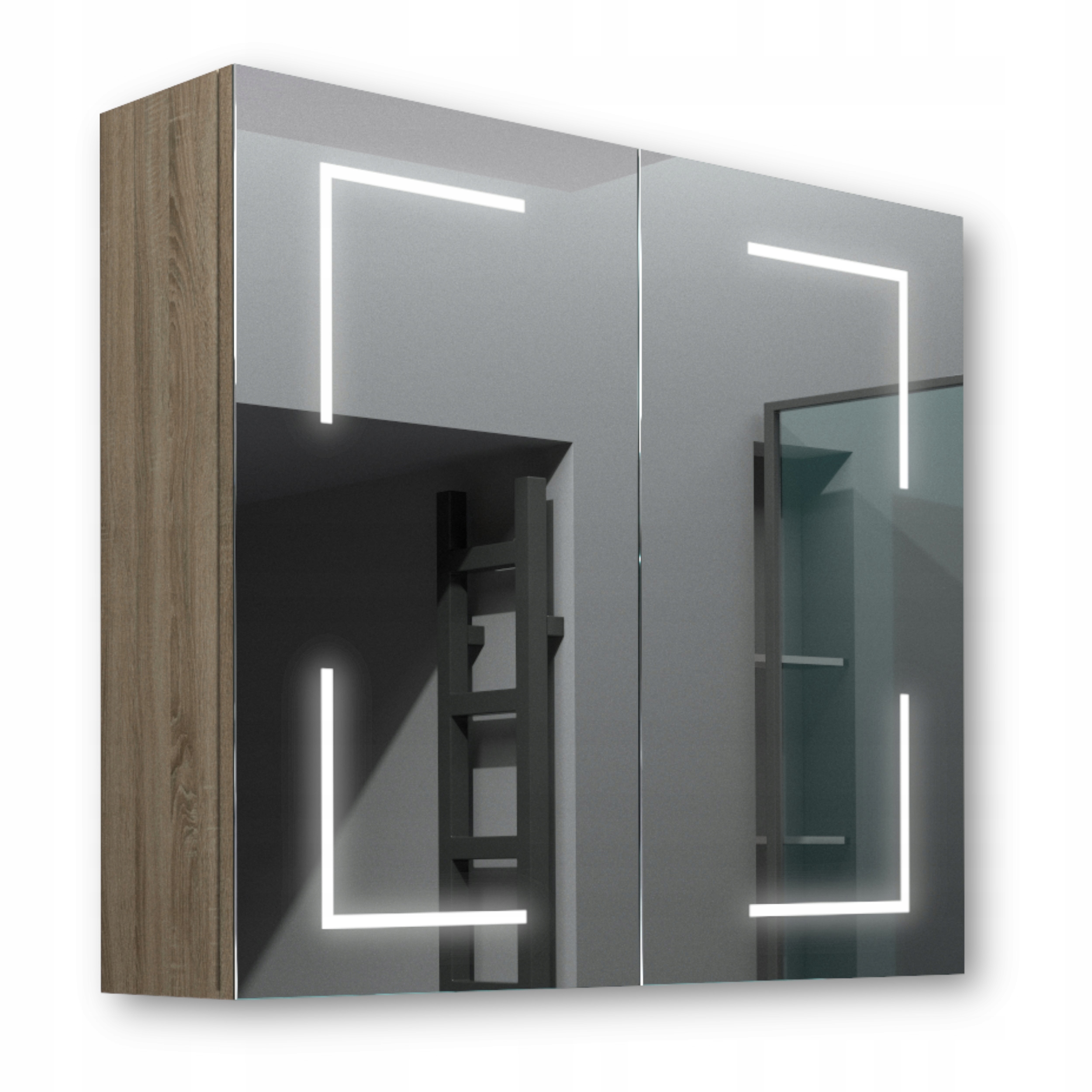 Drevená skrinka 80x70 Led zrkadlo Jupiter Sonoma
