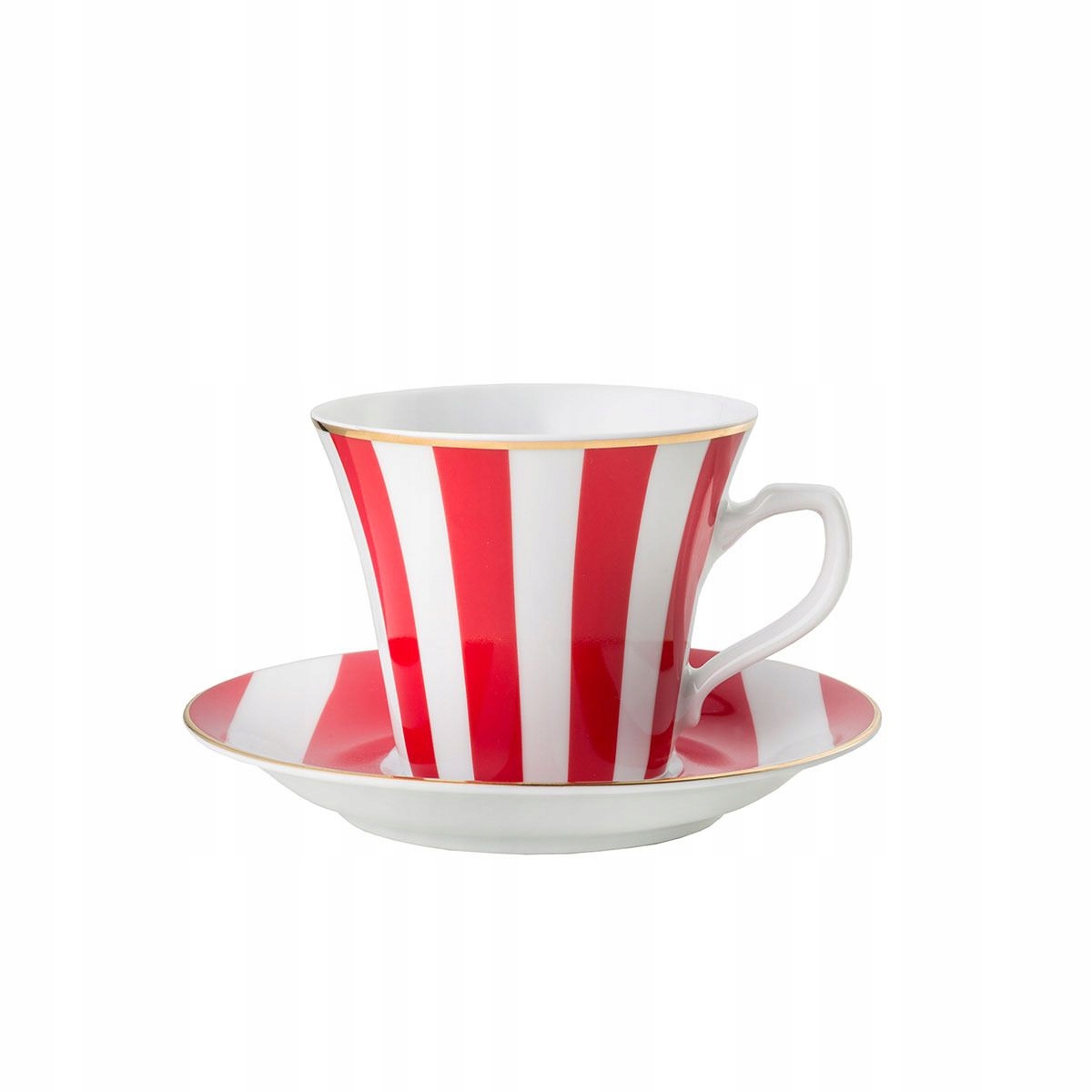 LA MANIA FILIŻANKA PASKI CZERWONA BIAŁA + SPODEK KAWA ESPRESSO