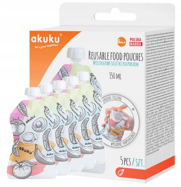 

Akuku Saszetki Tubki Wielorazowe Na Pokarm 5 Szt