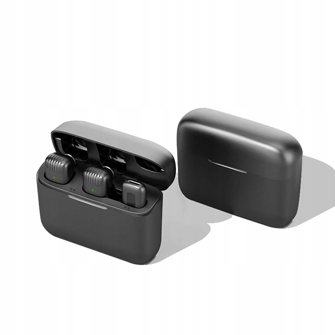 2x Mikrofon Krawatowy Bezprzewodowy Do iPhone Android PC USB-C+Lightning Czułość -38 dB