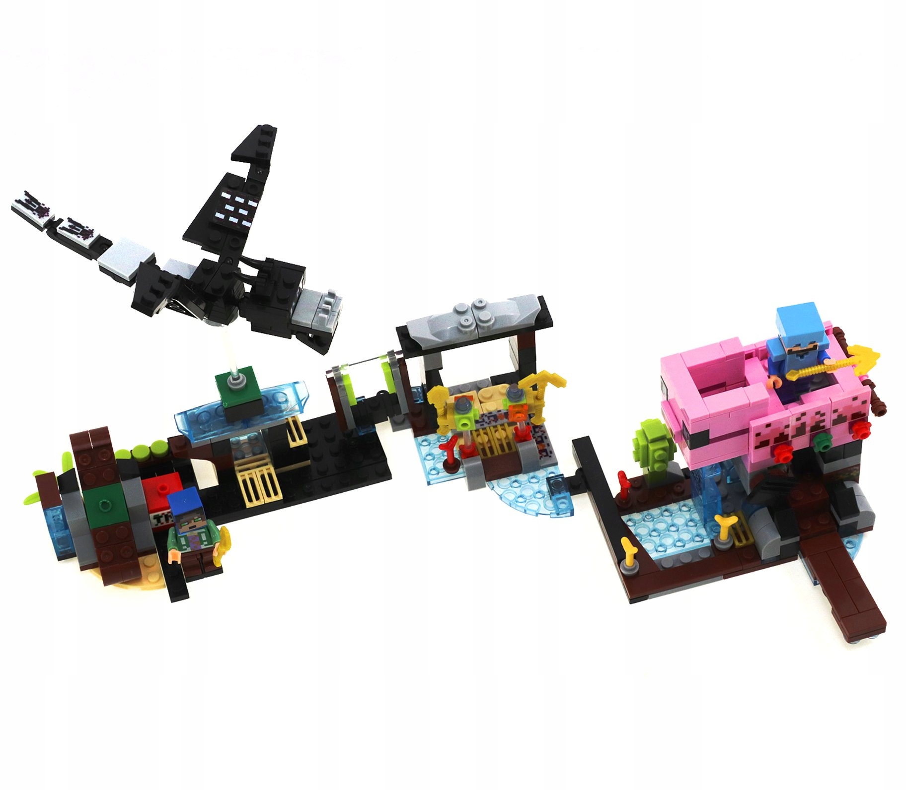 Klocki MINECRAFT BAZA LOCH WIOSKA ŚWINIA i SMOK 432 ele Bohater Minecraft