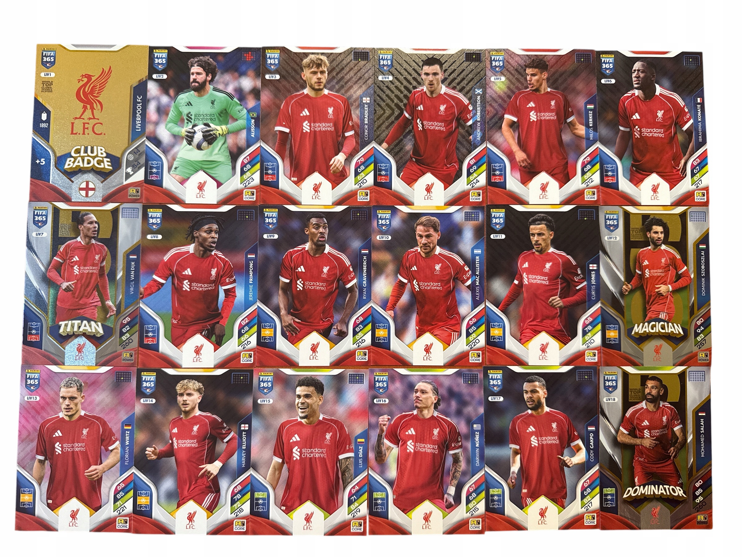 Fifa 365 2026 Adrenalyn XL Panini LIV 1 18 Liverpool 18 szt Komplet