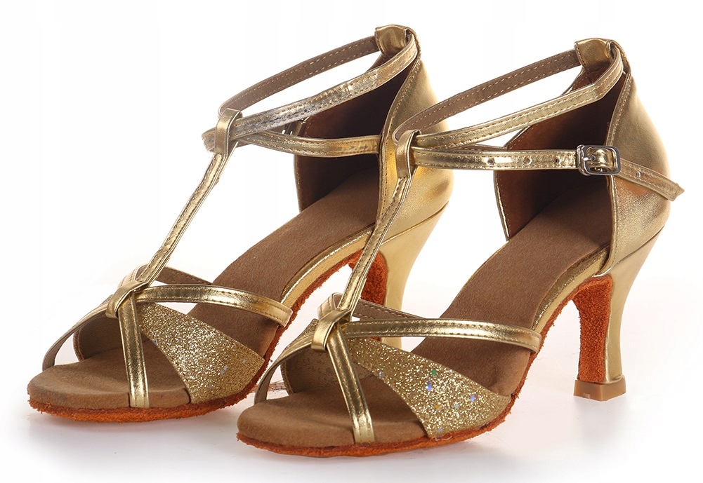 

Buty Do Tańca Towarzyskiego Taneczne 7cm Złote