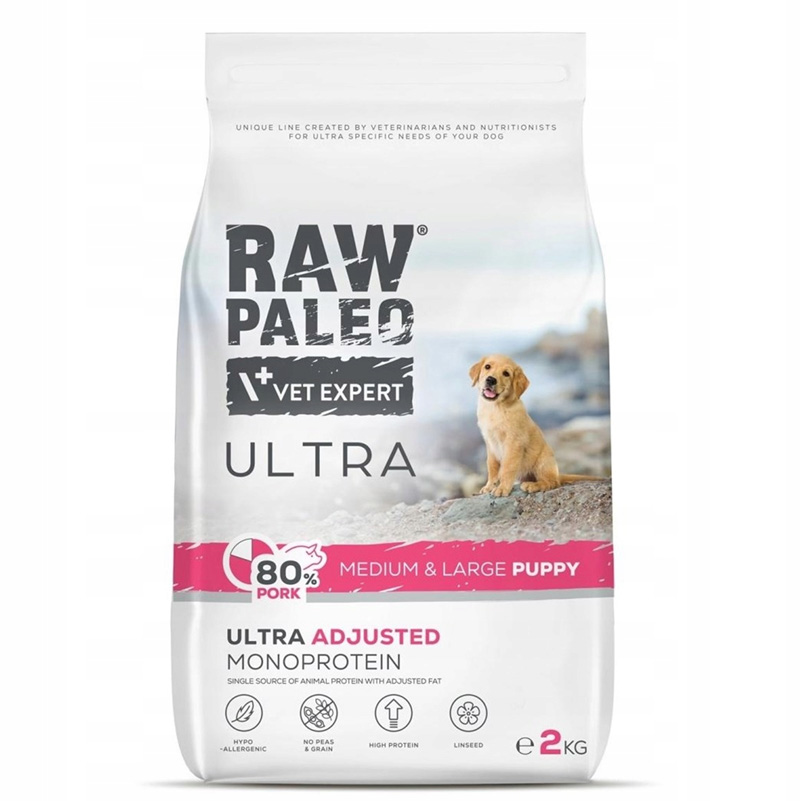 Raw Paleo Ultra Pork Medium Large Puppy Sucha Karma Dla Szczeniąt 2kg