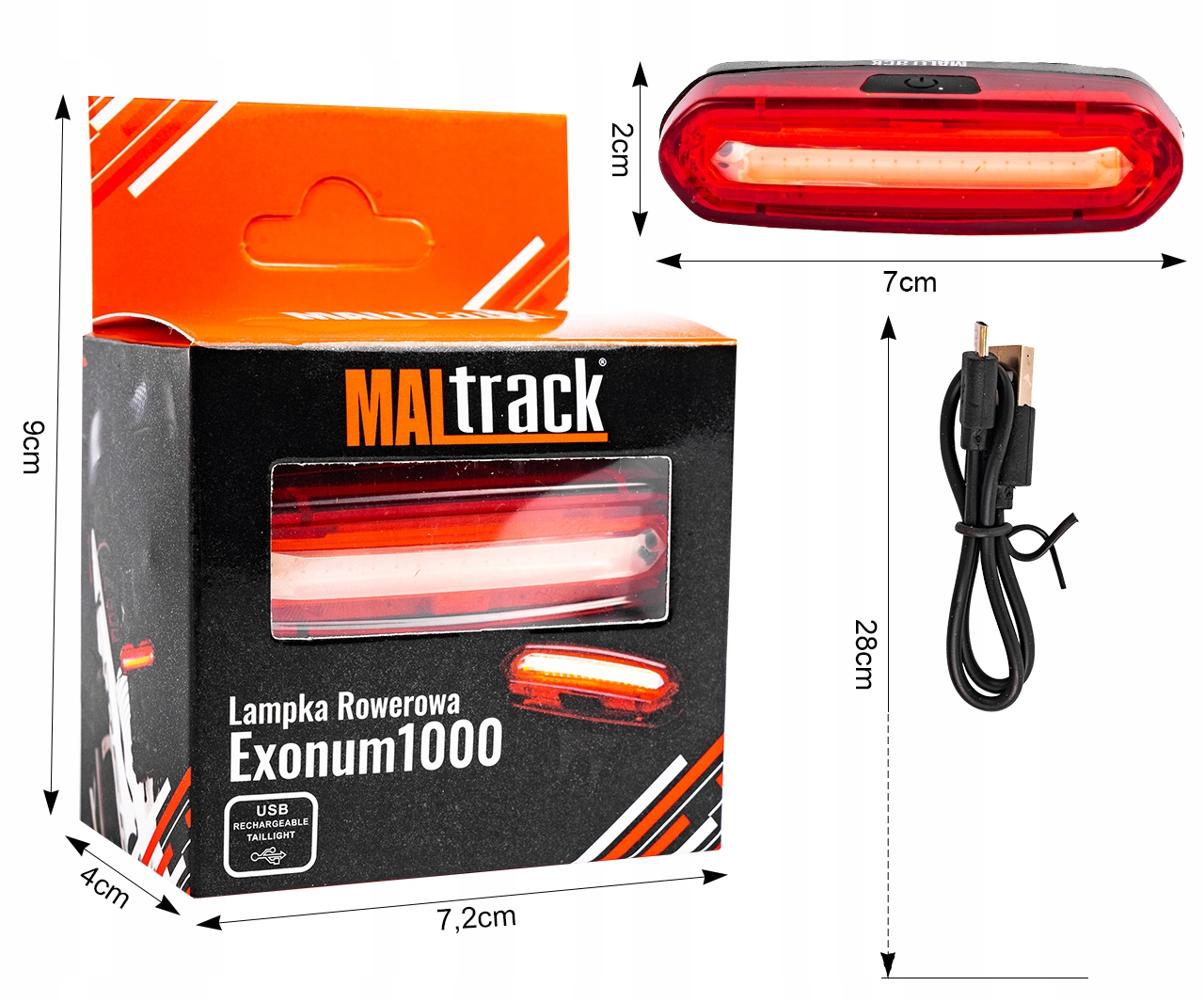 LAMPKA ROWEROWA TYLNA LED USB 120 AKUMULATOR MOCNA Waga produktu z opakowaniem jednostkowym 0.04 kg