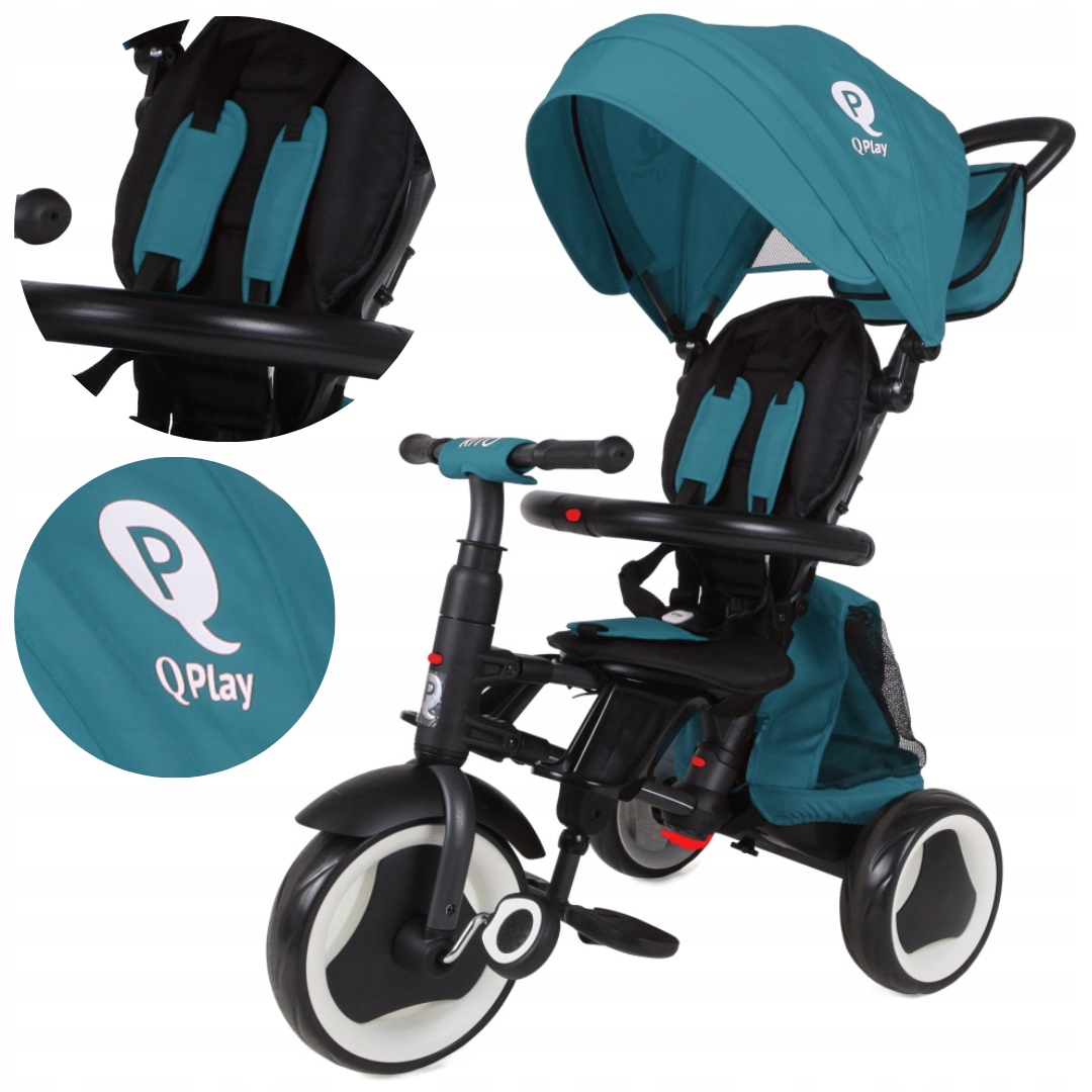 Rowerek Trójkołowy z daszkiem wózek +10m Rito Plus zielony Qplay