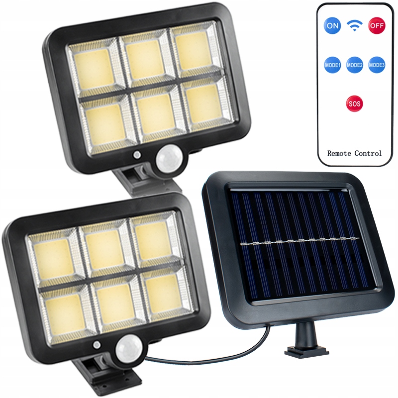 

2x Lampa Solarna Led Czujka Ruchu Osobny Panel Cob