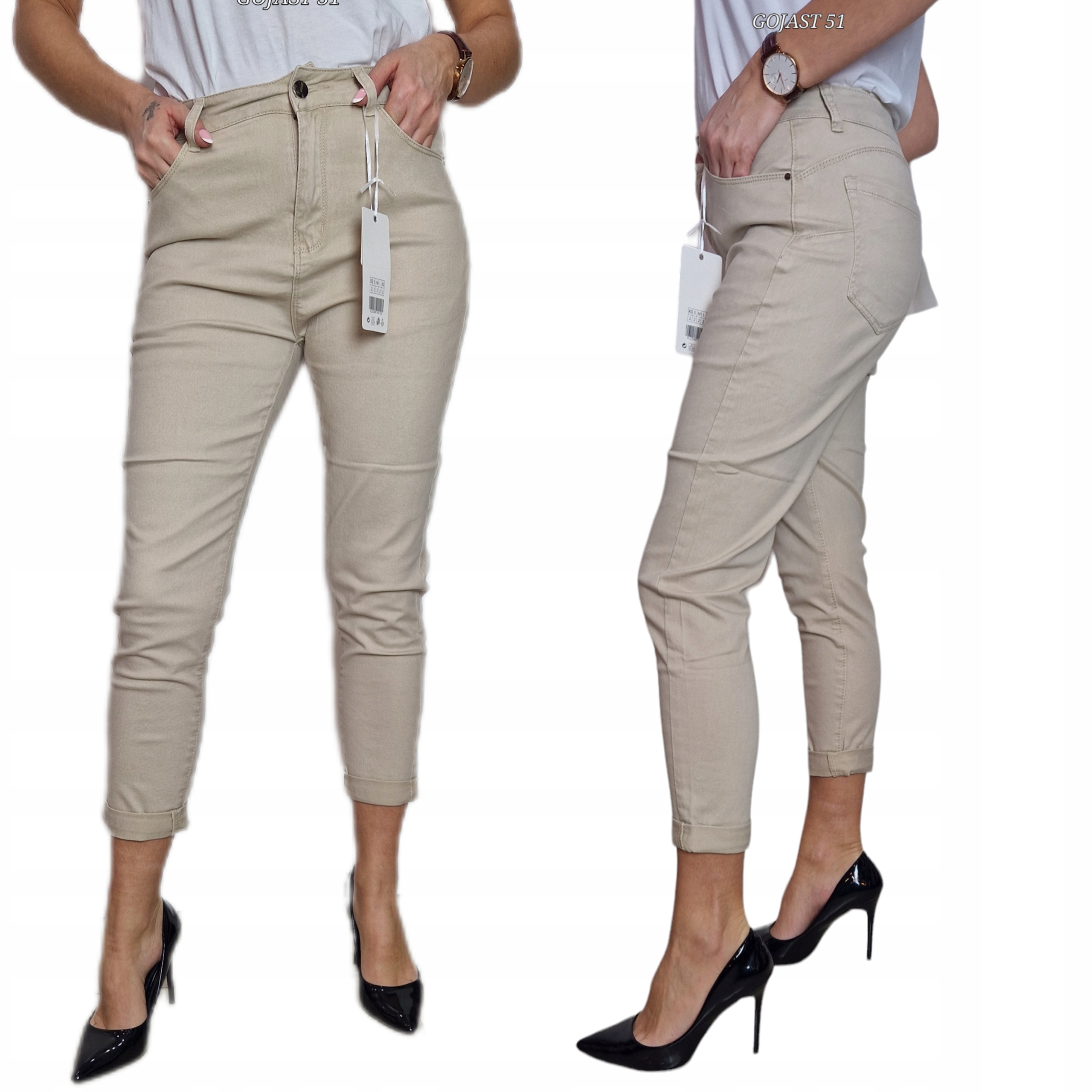Dámské bavlněné béžové modelovací kalhoty L