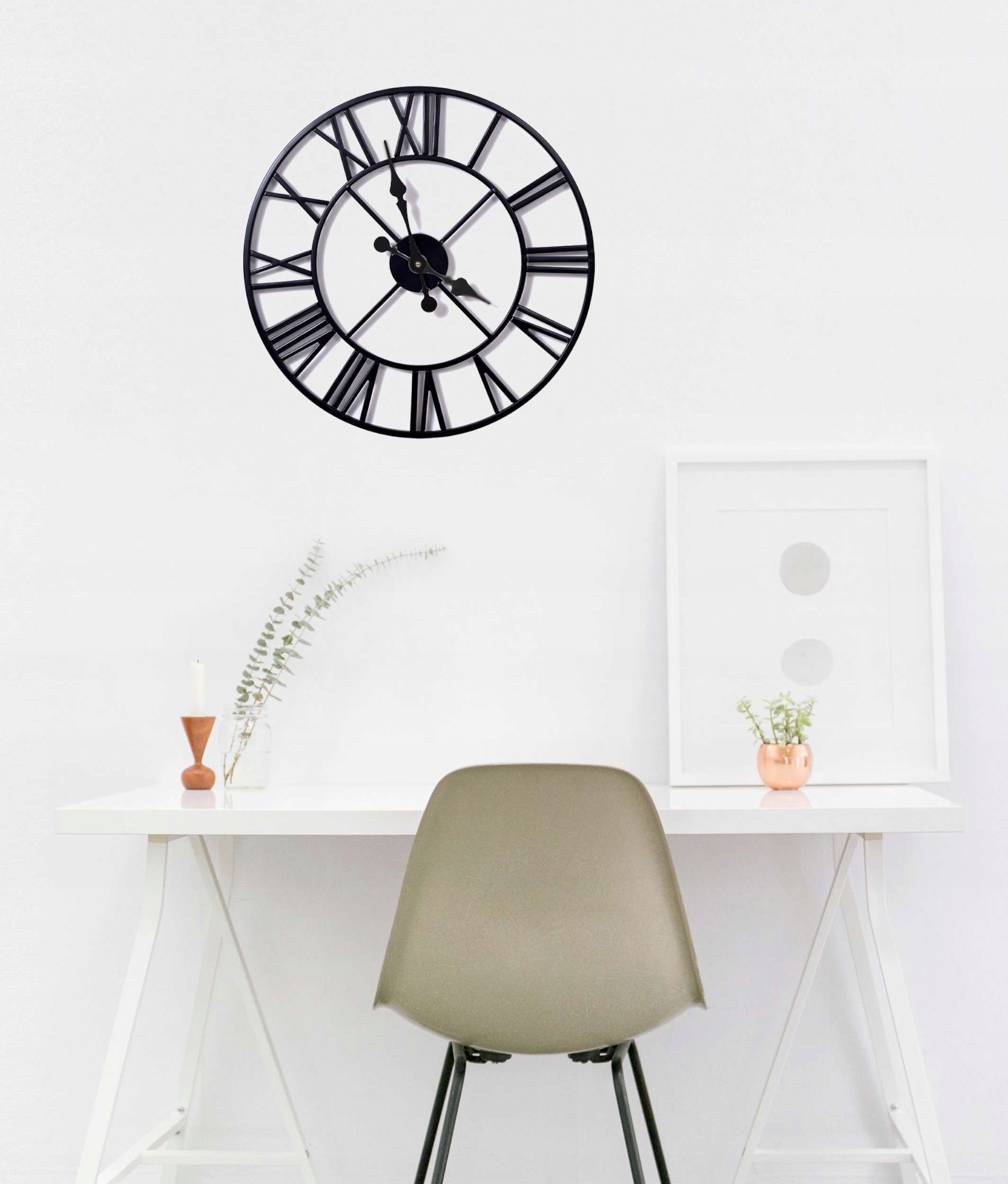 ZEGAR RZYMSKI VINTAGE RETRO LOFTOWY CZARNY METALOWY ŚCIENNY DUŻY LOFT 50 cm Zasilanie baterie