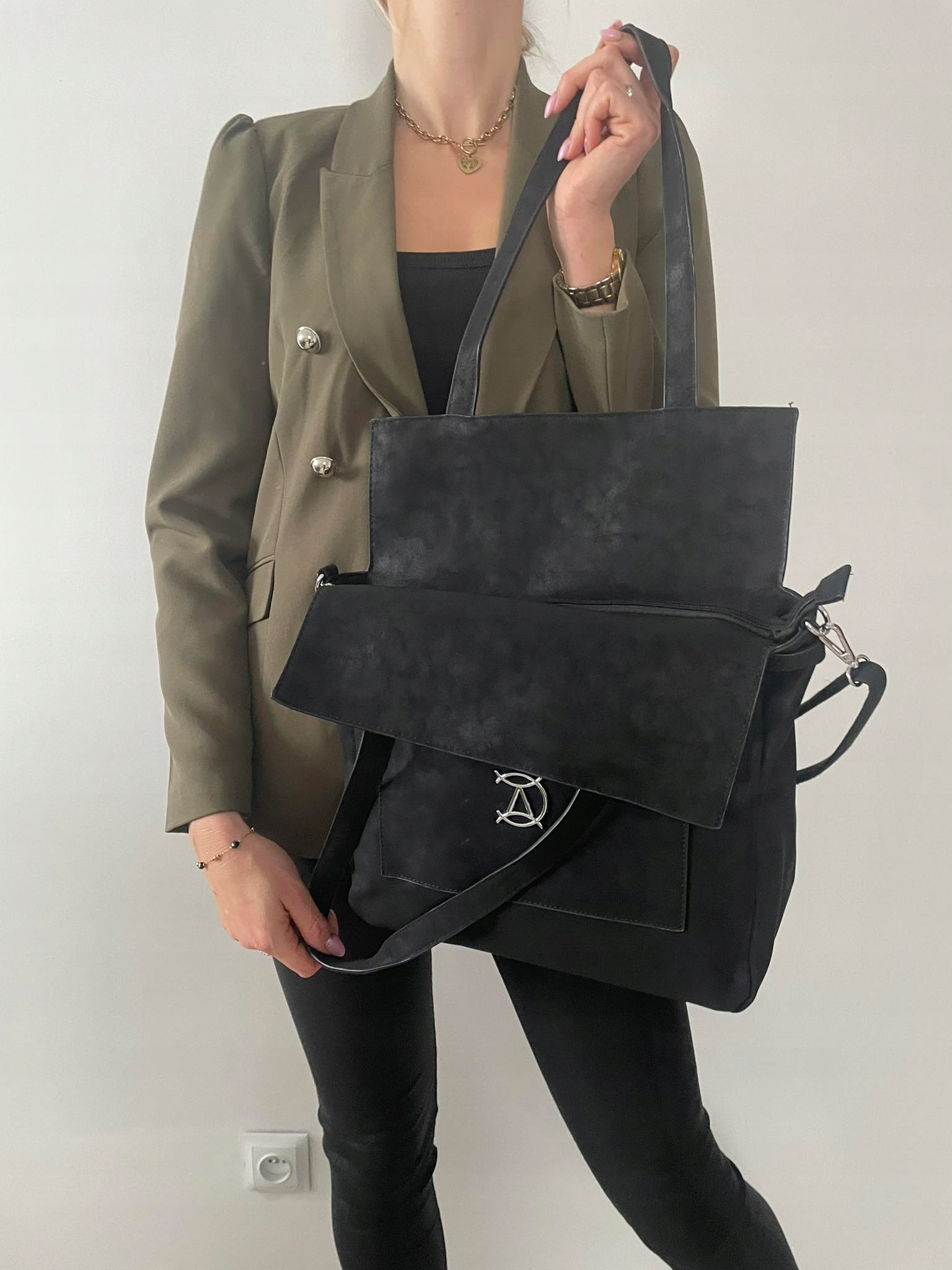 MODNA TOREBKA DAMSKA WOREK SHOPPER A4 nubuk Styl miejski