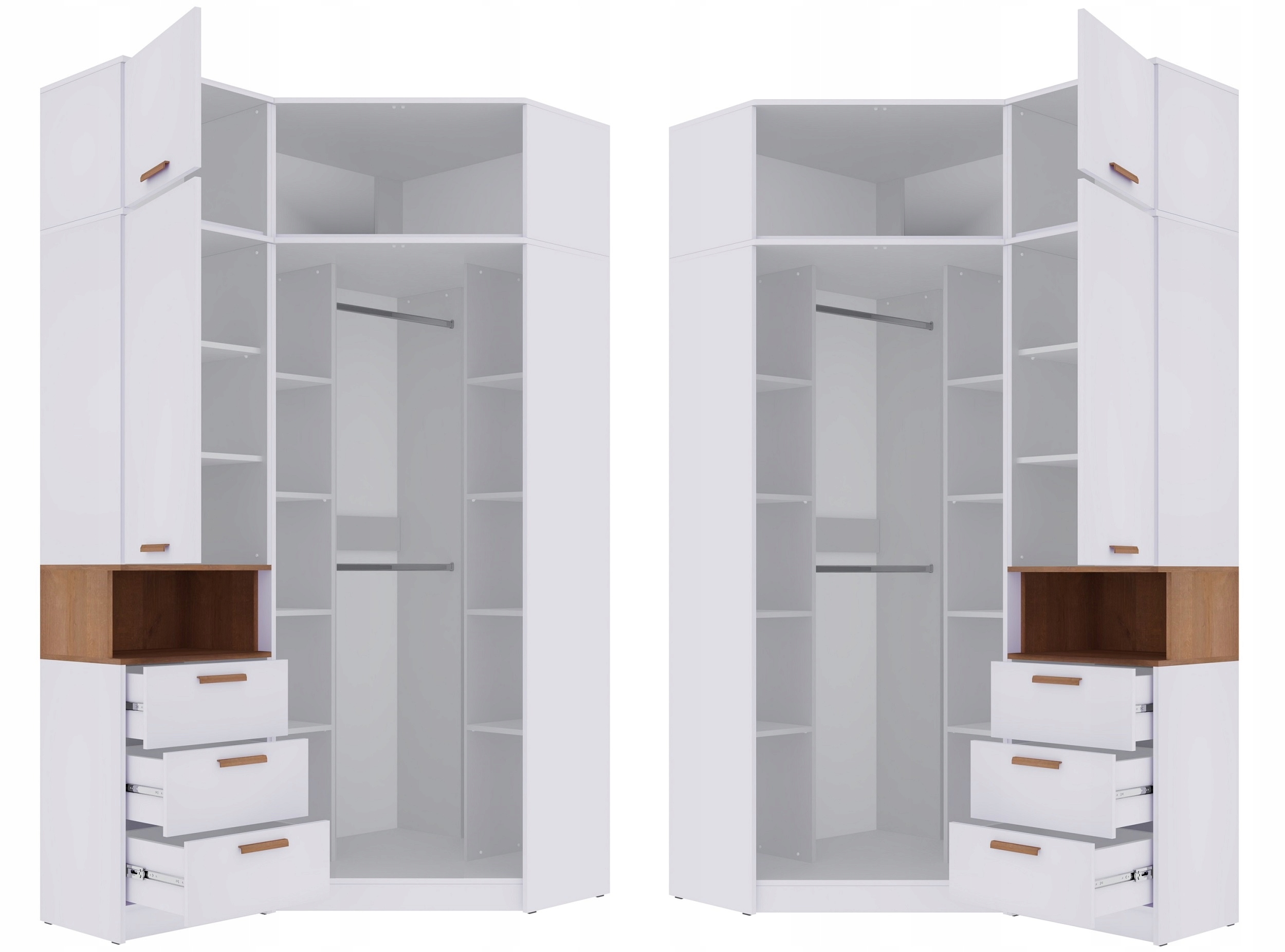 zestaw narożna wysoka szafa nadstawka regał szuflady półki duża Grant 12N Typ drzwi Uchylne