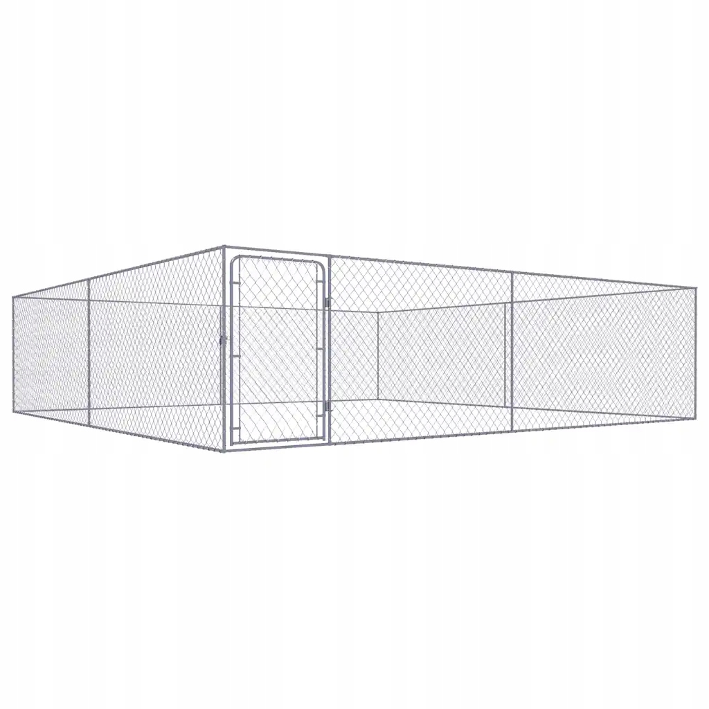 Levně Kotec pro psy z pozinkované oceli, 4x4x1 m, stříbrný, stěny ze síťoviny, dr