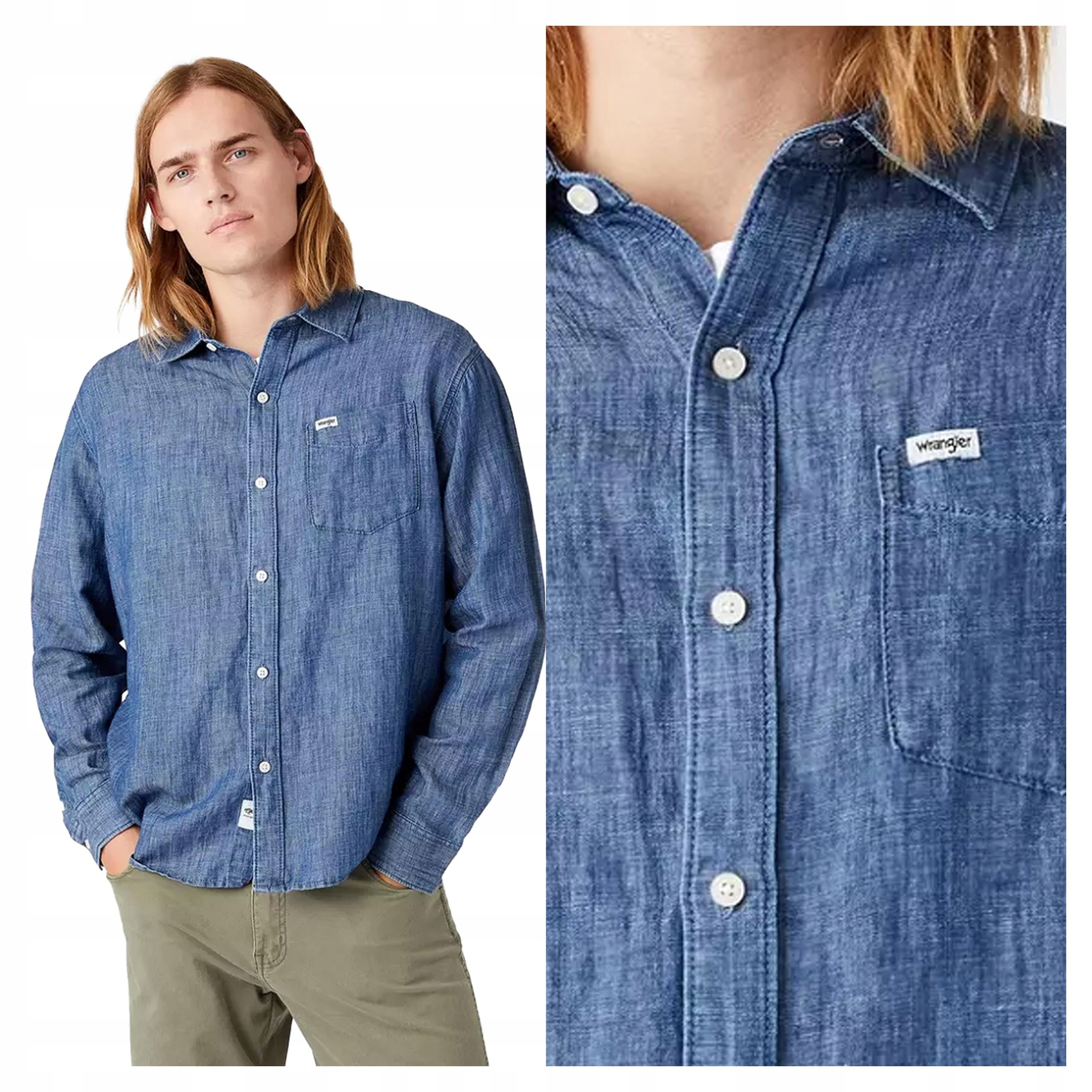 Wrangler 1 Bod Tričko Pánská Džínová Košile M