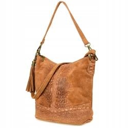 Kožená semišová kabelka Croco z přírodní kůže kabelka přes rameno