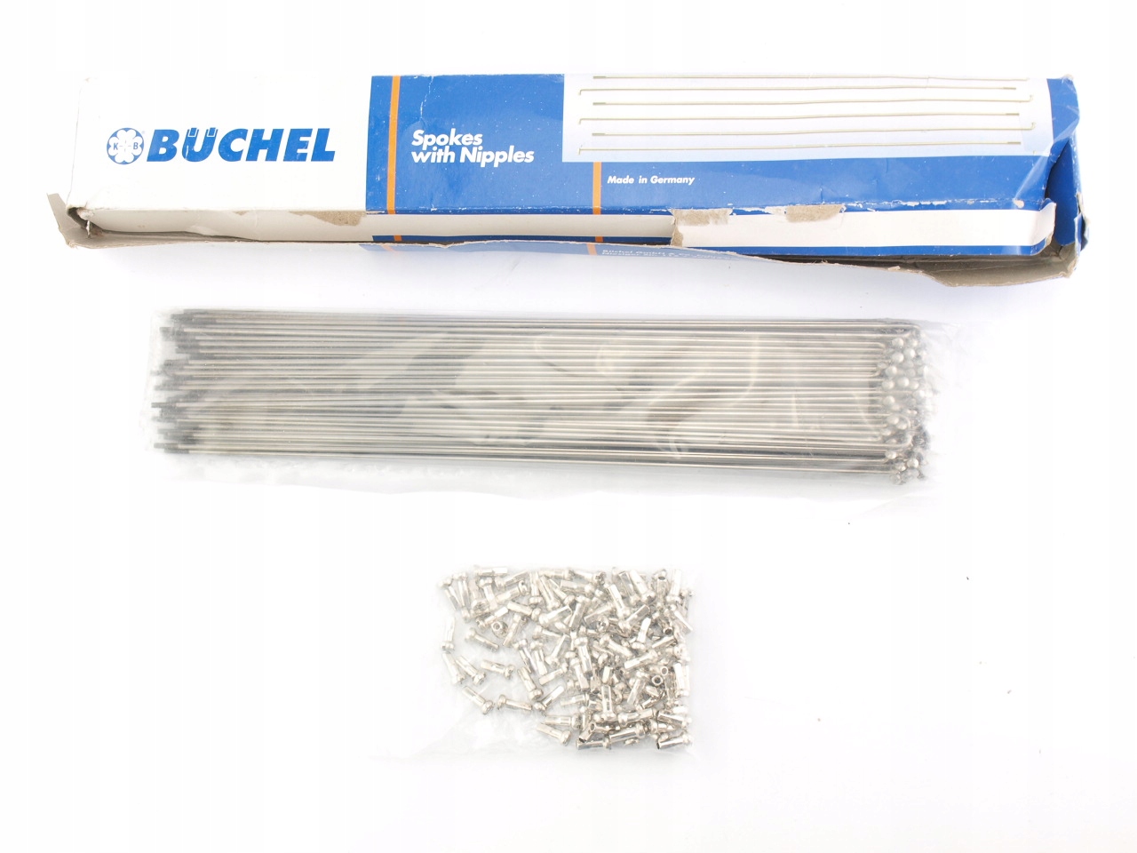 Szprycha Büchel 2,0 x 260 mm Srebrne Stalowe z Nyplami Zestaw 1 sztuka