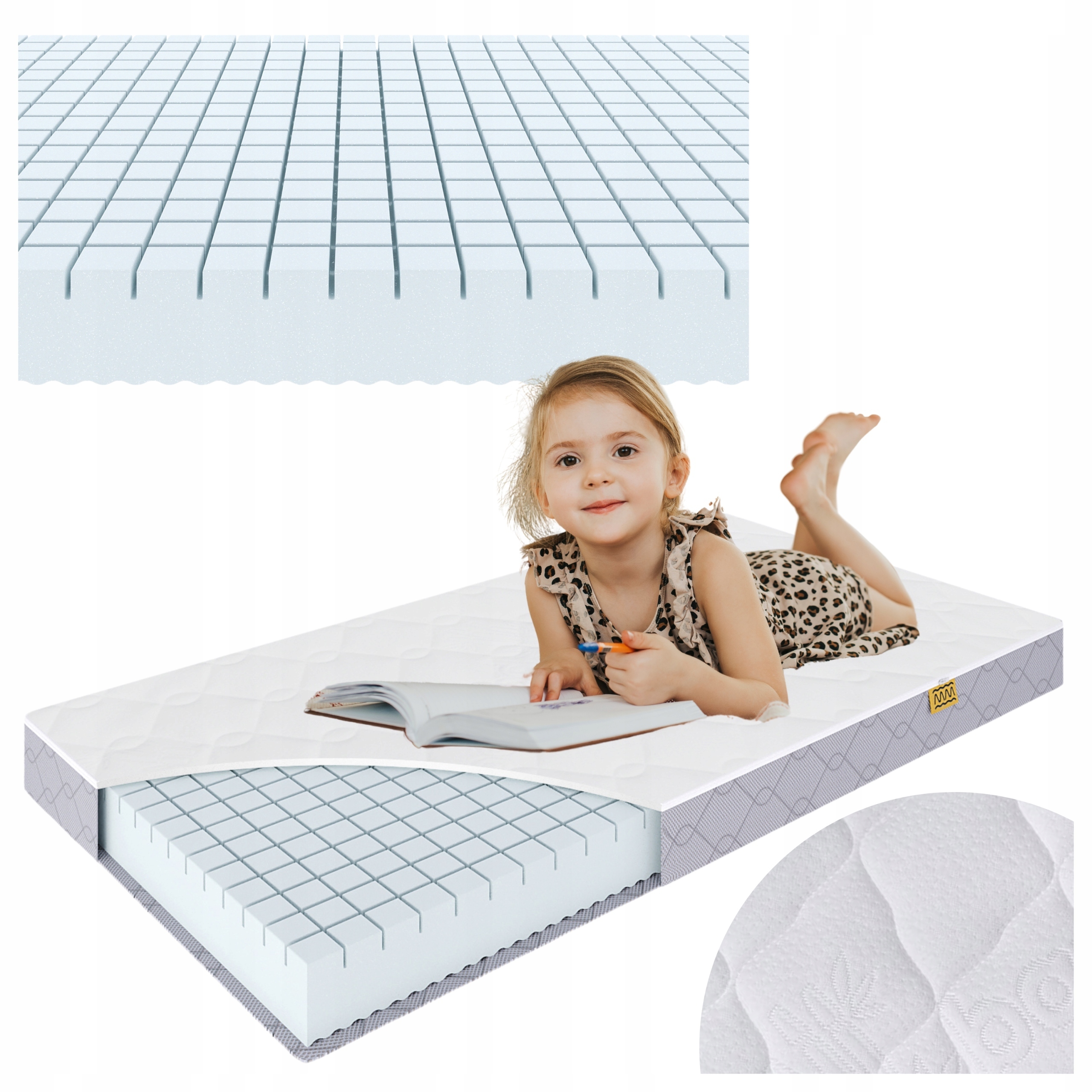 Materac 90x190 Piankowy średnio twardy dziecięcy 190x90 dla dziecka H2 H3