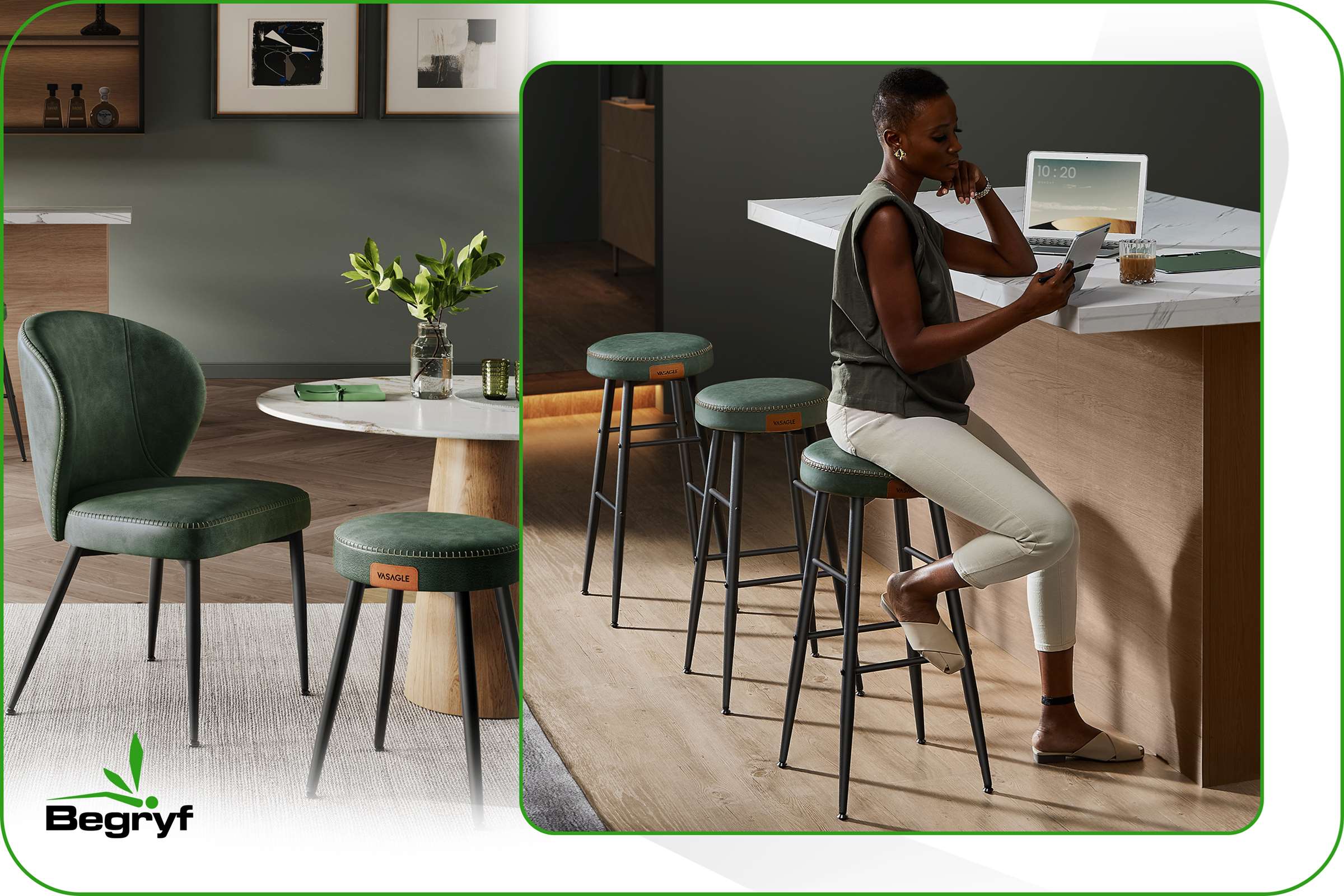 Hoker szary do kuchni taboret stołek barowy do salonu nowoczesny do pokoju Marka Begryf