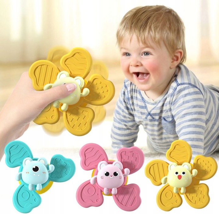 3X Fidget spinner ZABAWKA DO KĄPIELI sensoryczna z przyssawką GRZECHOTKA Marka bez marki